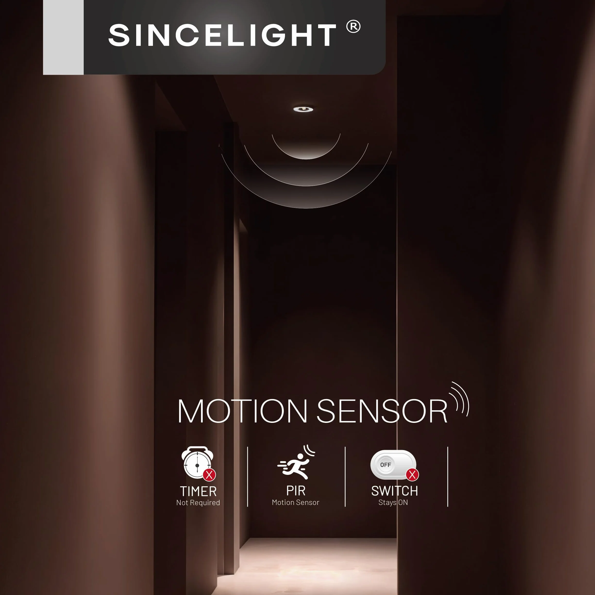 SINCELIGHT PIR Czujnik Ruchu LED Oprawa Wbudowana, 12W Wpuszczane Reflektory Sufitowe na otwory Φ75mm, Automatyczne WŁĄCZ./WYŁĄCZ., Aktywacja Ruchem, 4000K Neutralna Biel, 1 szt.