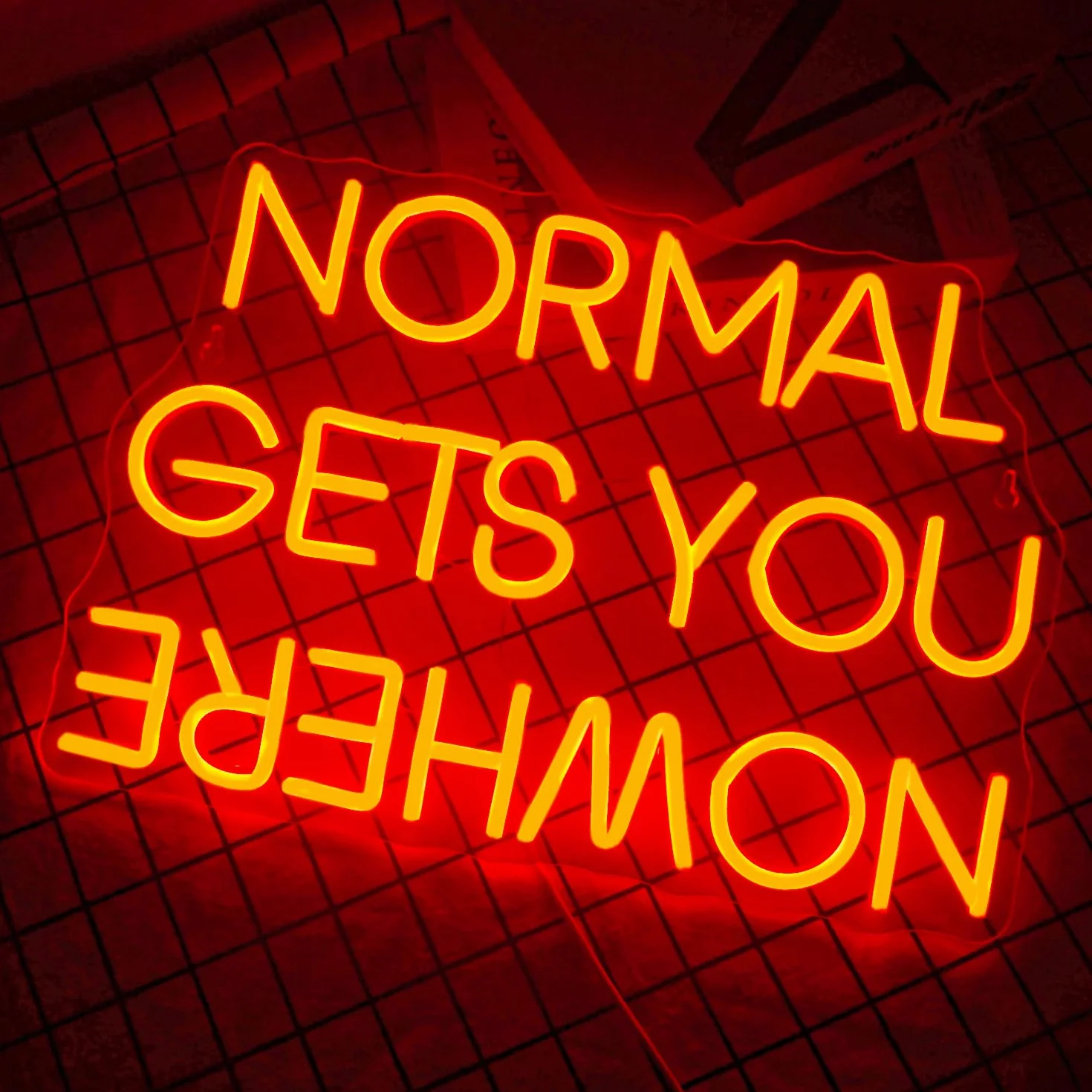 Wanxing Normal Gets You Nowhere neonowy szyld, czerwony, neonowy znak, inspirujące neonowe światło, do dekoracji ściennej, szyld reklamowy LED, do sypialni, fitnessu i obszarów roboczych