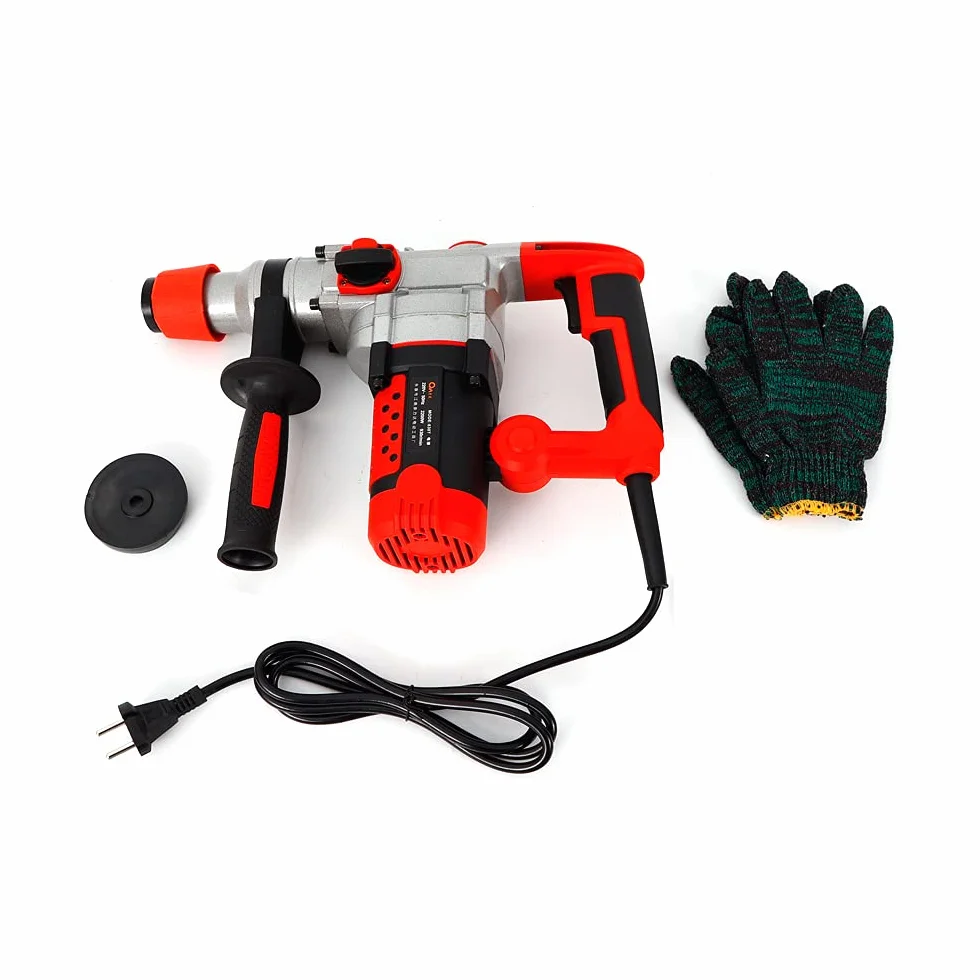 Hammer Drill młot udarowo-obrotowy 2200 W, 0-930 obr./min, 220 V, z 6 koronkami wiertniczymi, jedna para rękawic, 30 cylindrów do dużych obciążeń, do metalu, drewna i betonu