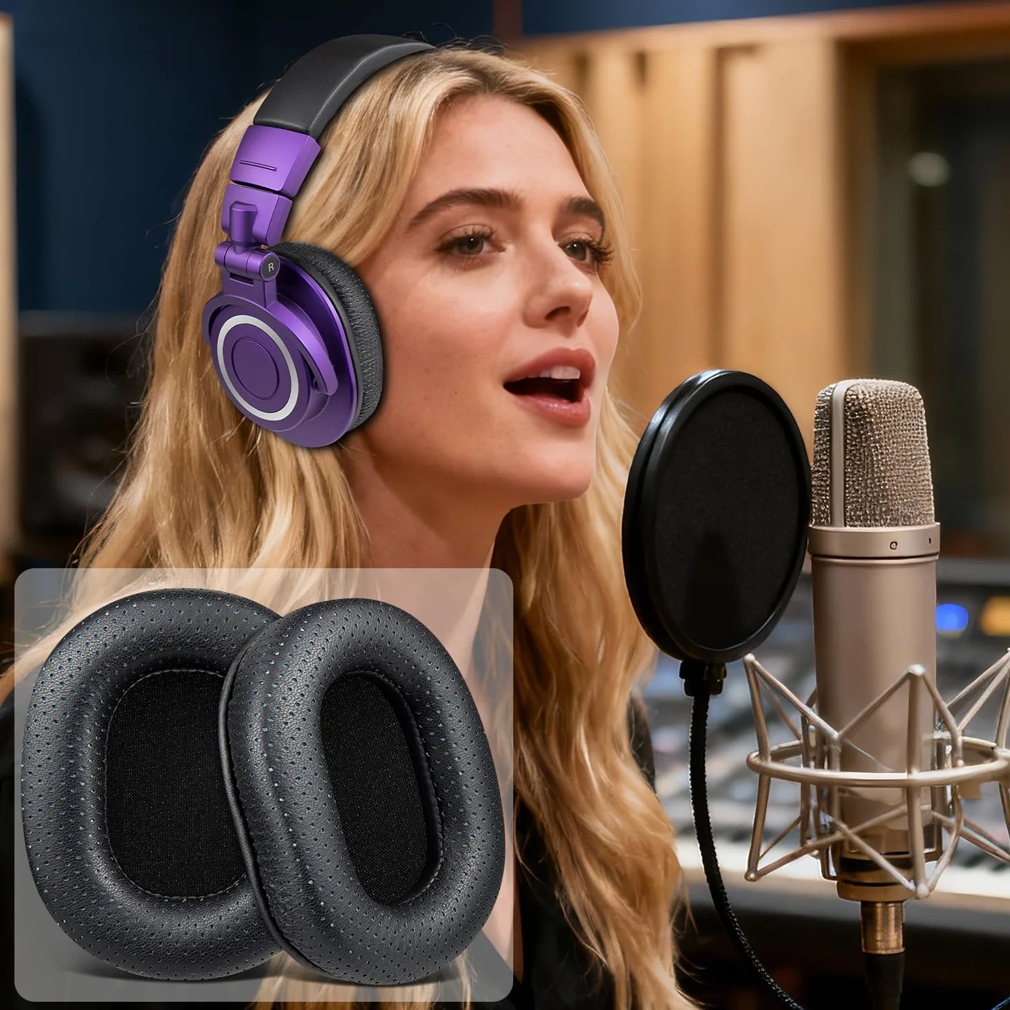 SOULWIT Wymienne nauszniki ze skóry jagnięcej do Audio Technica ATH M50X