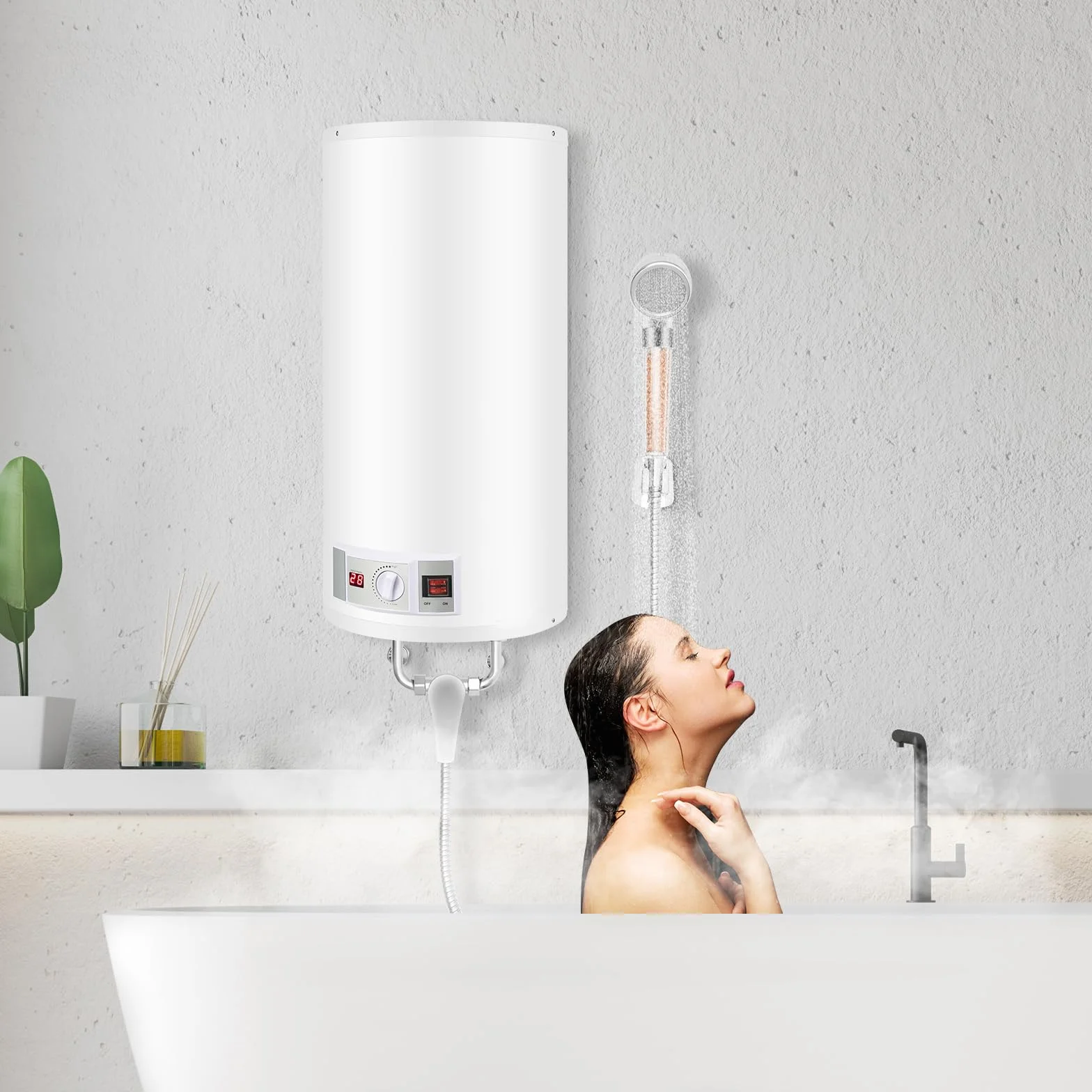Podgrzewacz wody, pojemność 80 l, pojemność 2000 W, elektryczny bojler z regulacją temperatury 30-75°C, energooszczędny, do łazienki, prysznica, kuchni i pod stół