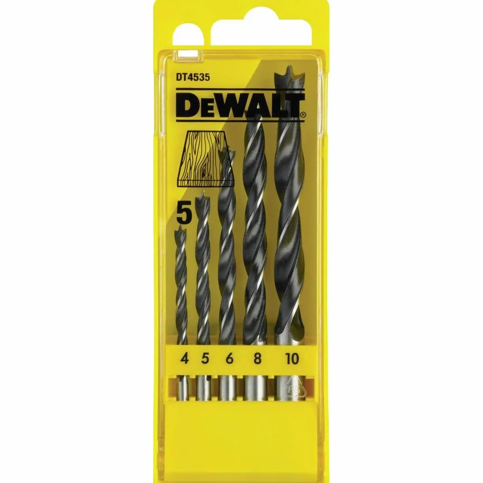 DeWalt DT4535-QZ (zestaw wierteł spiralnych do drewna, 5-częściowy, w kasecie z tworzywa sztucznego 4, 5, 6, 8, 10 mm Ø)