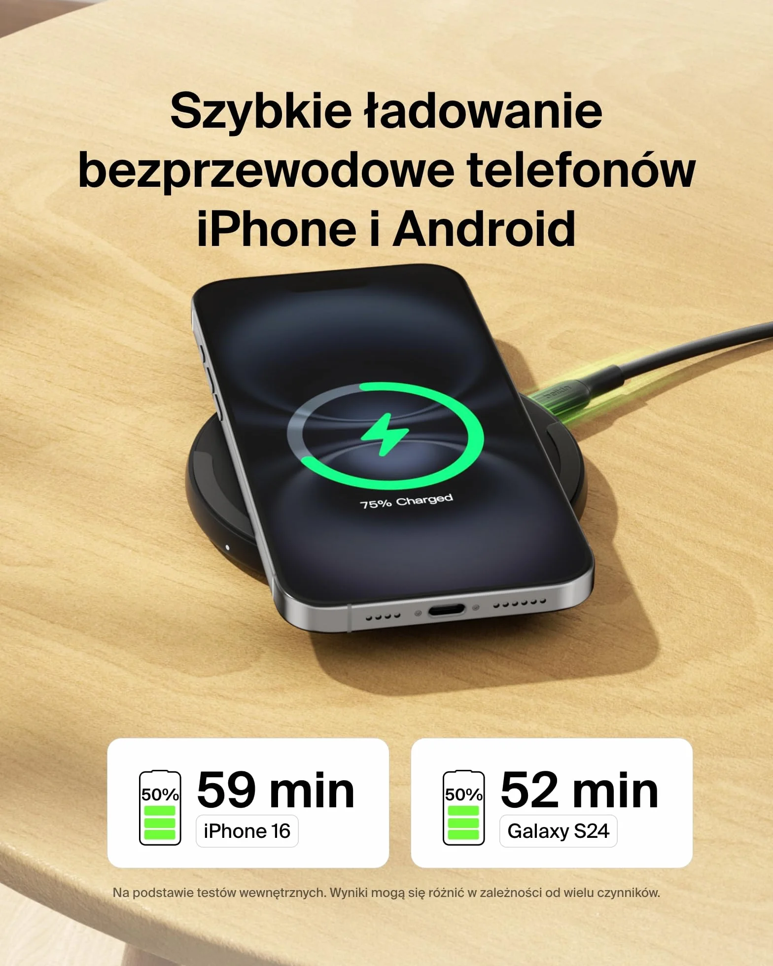 Belkin Bezprzewodowa Podkładka Ładująca 15W Qi Czarna