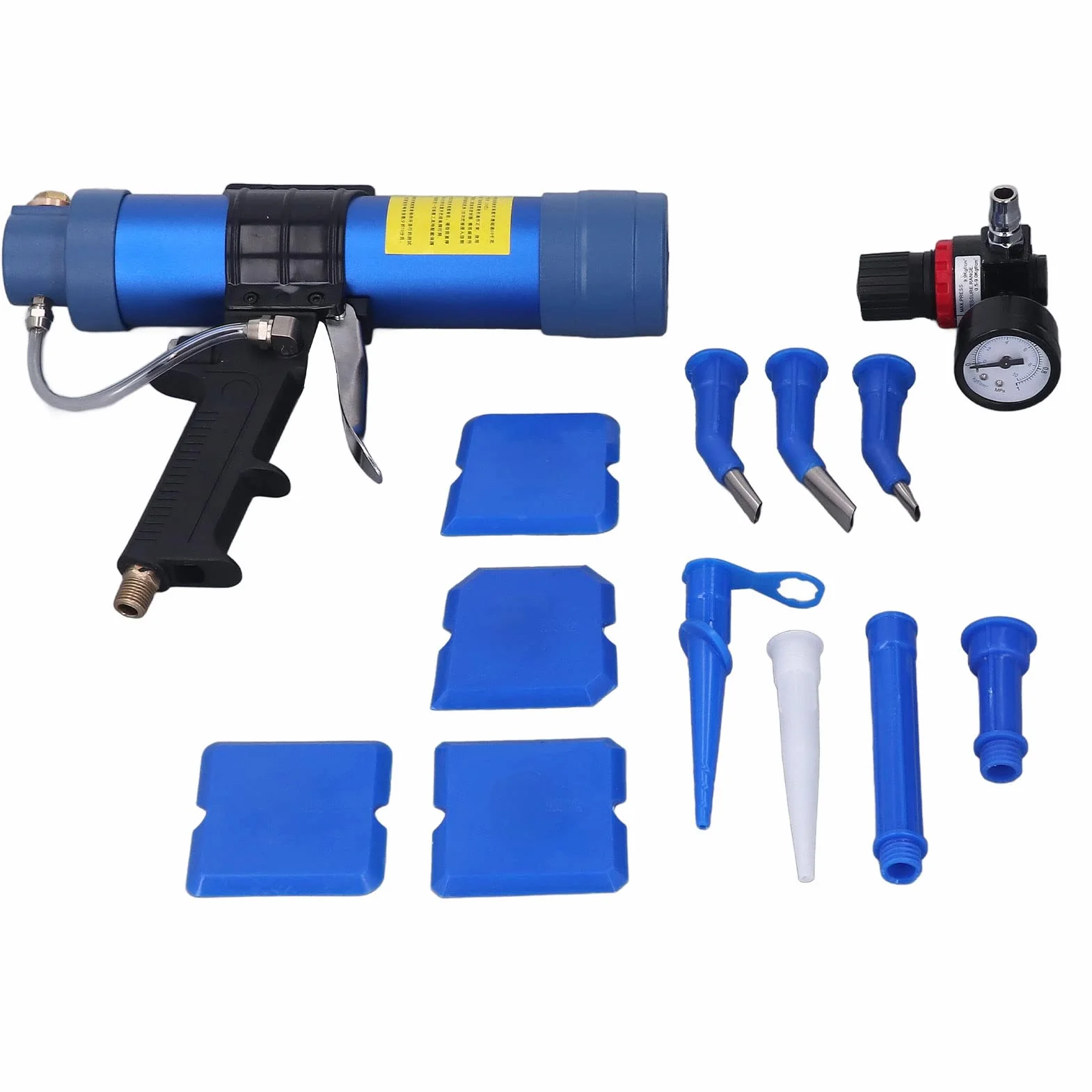 flexman Pistolet do uszczelniania Air Power, 310 ml 1/4 cala, pneumatyczny pistolet do klejenia szkła z manometrem, uszczelniacz powietrzny Zestaw pistoletu do uszczelniania
