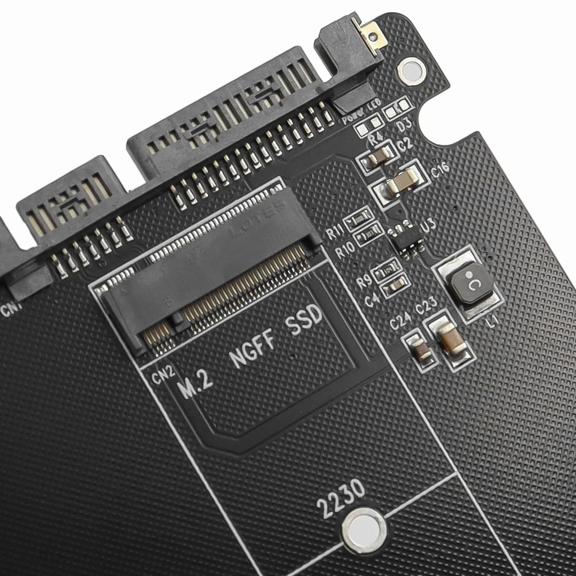 DollaTek Adapter NGFF M.2 SATA SSD na 2,5 cala z obudową – kompatybilny z dyskami SSD SATA z kluczem B lub B+M (nie obsługuje NVMe)