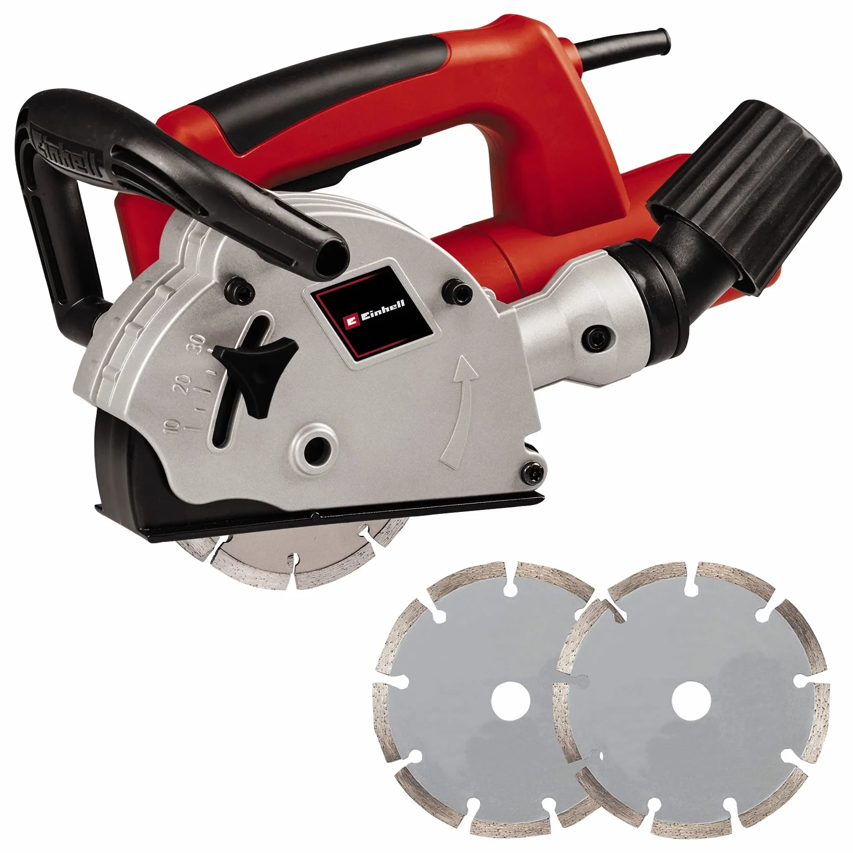 Einhell TC-MA 1300 Rowek ścienny (napięcie 230 V, moc 1320 W, min. 9000 obrotów, 2 tarcze tnące Ø125 x ø22,2 mm, głębokość 8-30 mm, szerokość 8-26 mm)