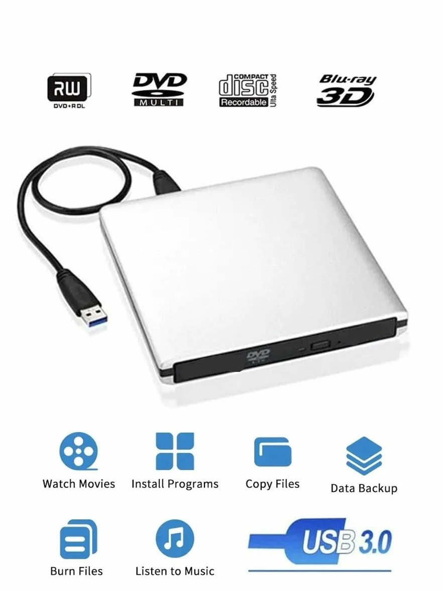 Odtwarzacz DVD Blu-ray USB 3.0 Napęd 3D Slim Nagrywarka DVD+/-RW Czytnik do laptopów