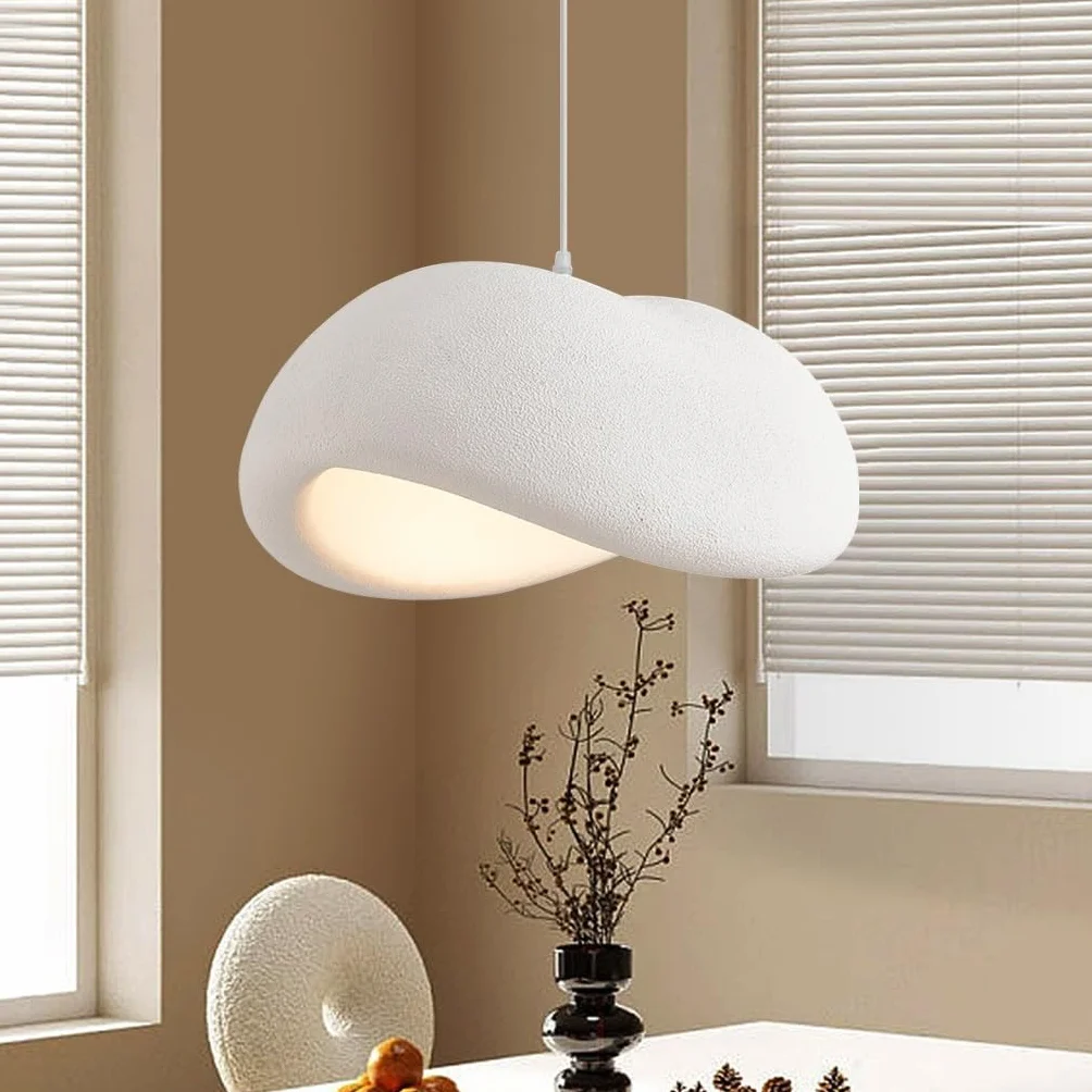 Lampa Wisząca Wabi-Sabi E27 Nowoczesny Japoński Styl Regulowana Wysokość Do Stołu Jadalnianego, Salonu, Sypialni, Kuchni, Kawiarni, Korytarza - Białe Gniazdo Ptaka Kreatywny Żyrandol(40cm)