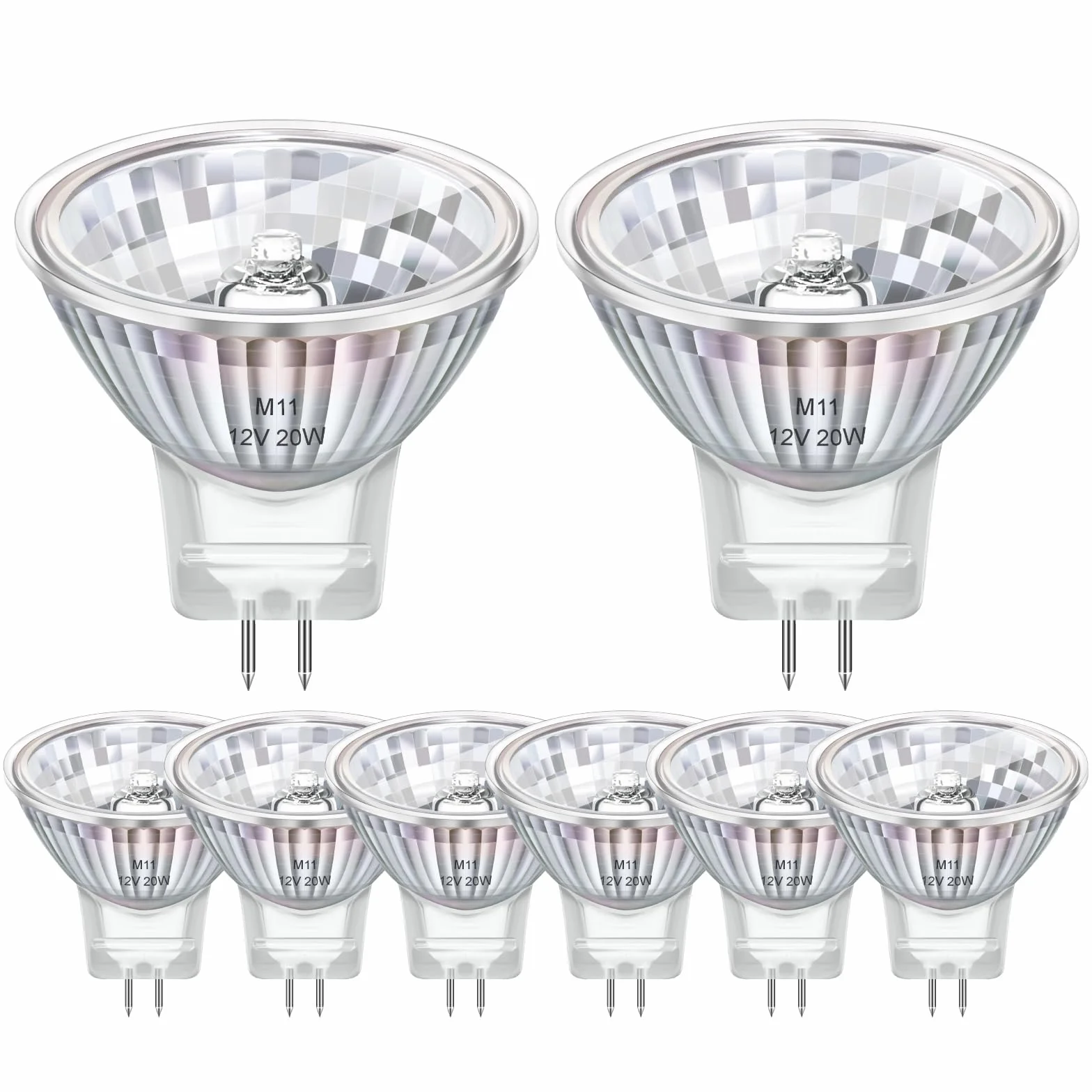 Opakowanie 8 żarówek halogenowych MR11 G4 12 V 20 W, 35 mm * 35 mm, ściemnialny reflektor halogenowy, ciepła biel 2800 K, żarówka halogenowa reflektorowa do oświetlenia szafek, oświetlenia krajobrazu