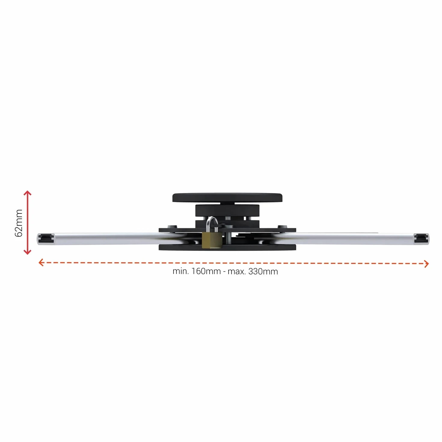 celexon Uniwersalny uchwyt sufitowy do projektora PS Ultraflat ultrapłaski 20 kg czarny 62 mm 360°