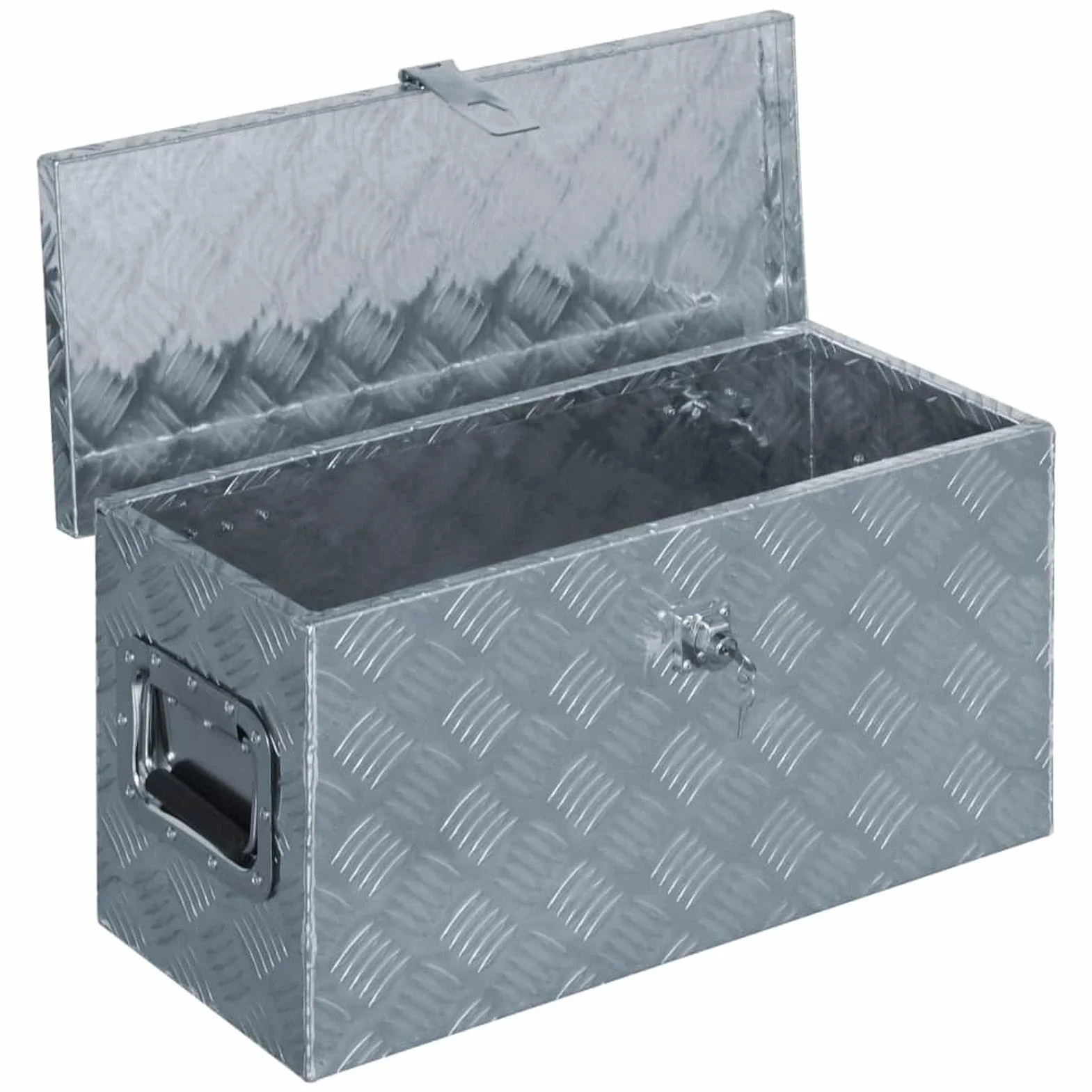 ShGaxin Aluminiowa skrzynka 61,5x26,5x30 cm srebrna, metalowa skrzynka narzędziowa, skrzynka narzędziowa, pudełko aluminiowe 142936