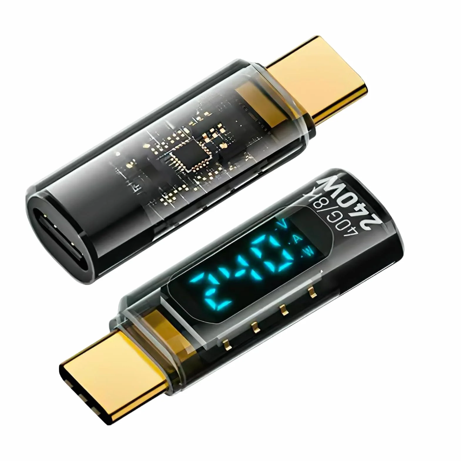USB C Adapter Meter Meter Tester 240W USB C Mężczyzna do Kobiet Adapter Przedłużający 40 Gb/S 8k 60 Hz z Cyfrowym Wyświetlaczem LED na podkładkę telefoniczną