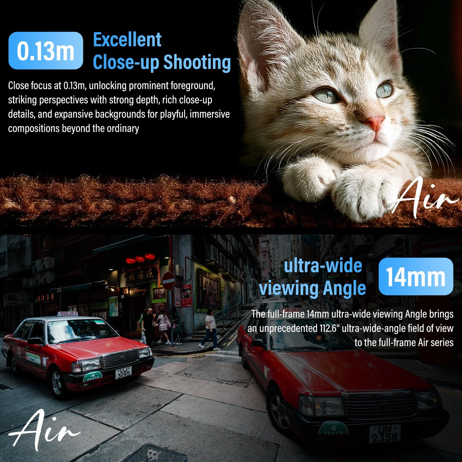 Obiektyw VILTROX 14mm F4.0 Air FE Mount do aparatów Sony E z pełnym kadrem, autofokusem, ultraszerokokątny do Sony A7 A7R A7III A9 A1 FX3ZV-E10 ZV-E10II A6600 A6500 A6400 A6000 FX30