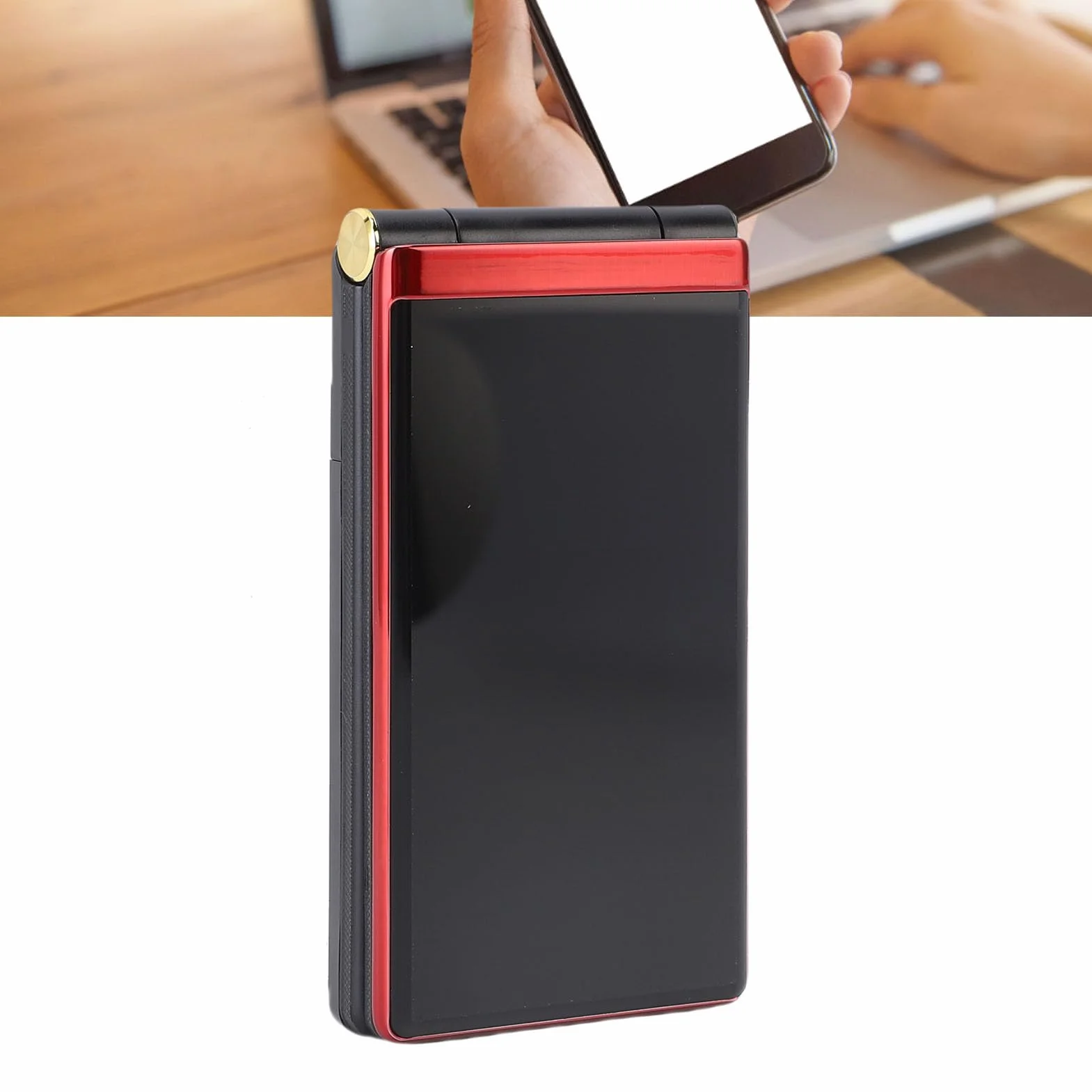Annadue 4G Flip Cell Telefon, Flip Telefon Odblokowany z 3,0 -calowym 1,8 Cala Podwójny Ekran Podwójny SIM Duże Przyciski 5900 MAh 1,3MP Kamera dla Seniorów (czerwony)