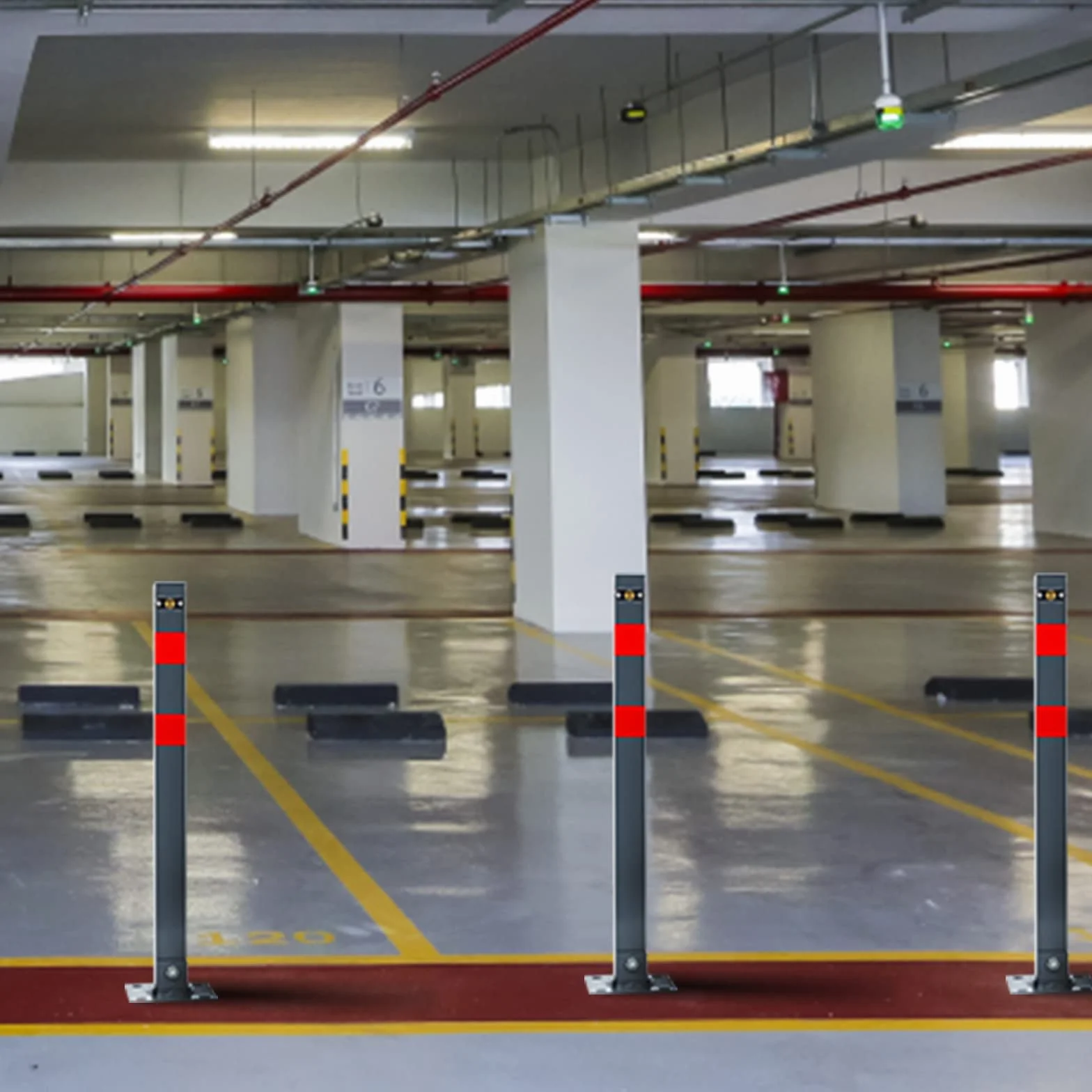 Ikodm 1 sztuka blokada parkingowa składane słupki odgradzające z 3 kluczami z paskami ostrzegawczymi