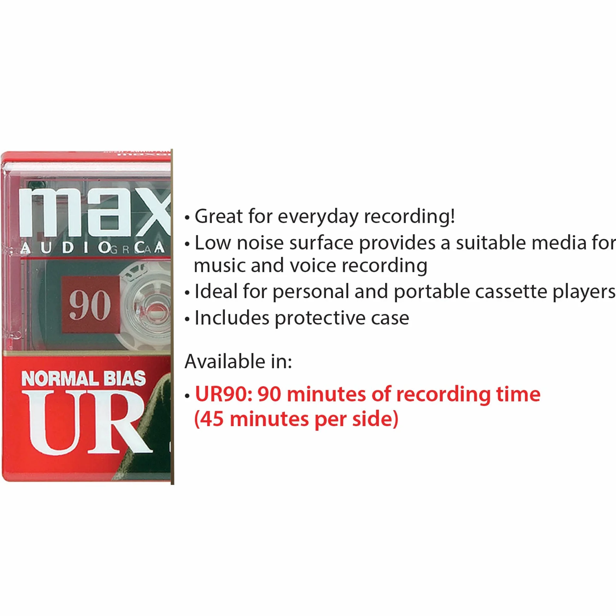 Maxell UR-90 5PK Kasety audio 90 minut z etui