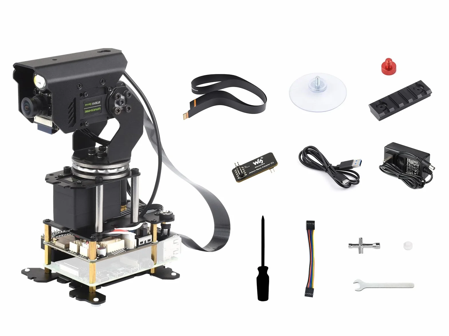 Waveshare 360° Omnidirectional High-Torque 2-Axis Pan-Tilt Camera Module for Raspberry Pi 4B/5