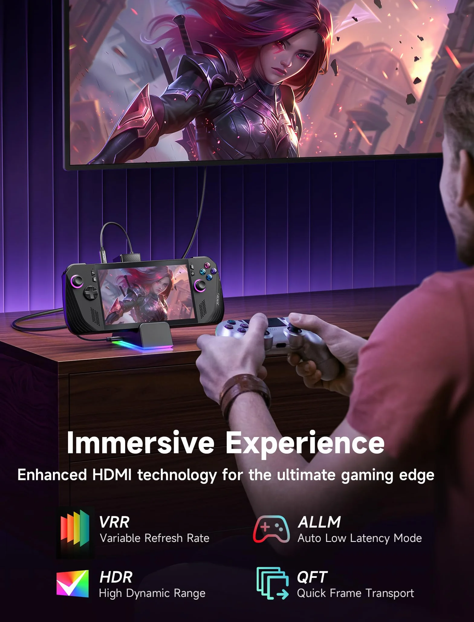 JSAUX Stacja dokująca 7 w 1 do ROG Ally X/ROG Ally/Steam Deck/Legion Go z wentylatorem chłodzącym RGB, HDMI 4K@120Hz, Gigabit Ethernet, Dual USB i USB C 3.0, ładowanie