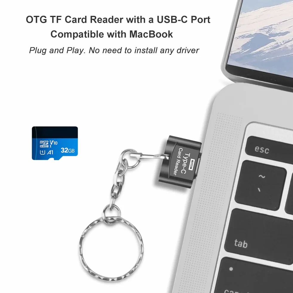 Czytnik kart micro SD USB C TF z adapterem USB C na USB kompatybilny z MacBookiem laptopami Android