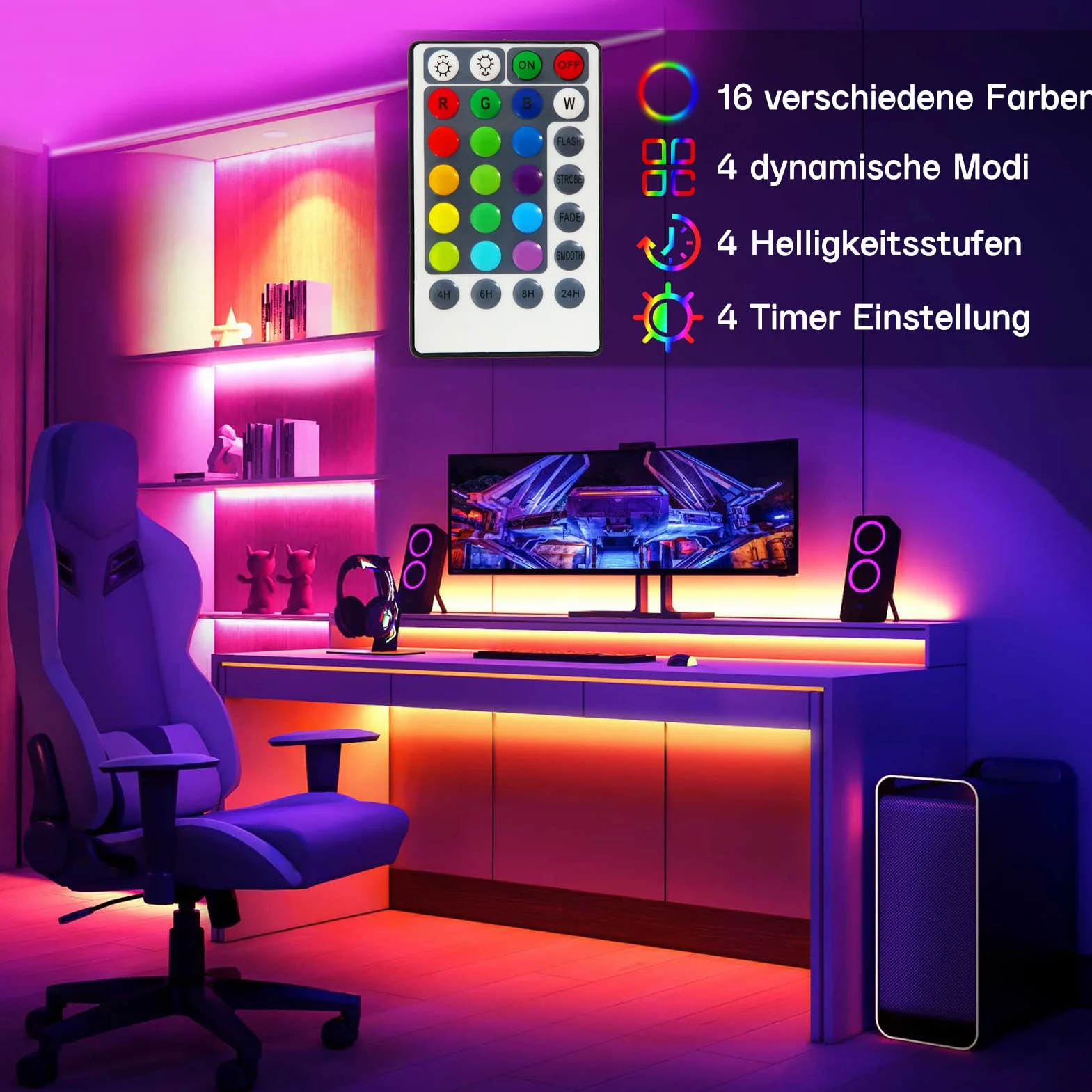Taśma LED zasilana bateriami, 2 m, 60 diod LED RGB 5050, podświetlenie tła TV z pilotem zdalnego sterowania na podczerwień, wodoszczelne zewnętrzne listwy świetlne do sypialni w domu