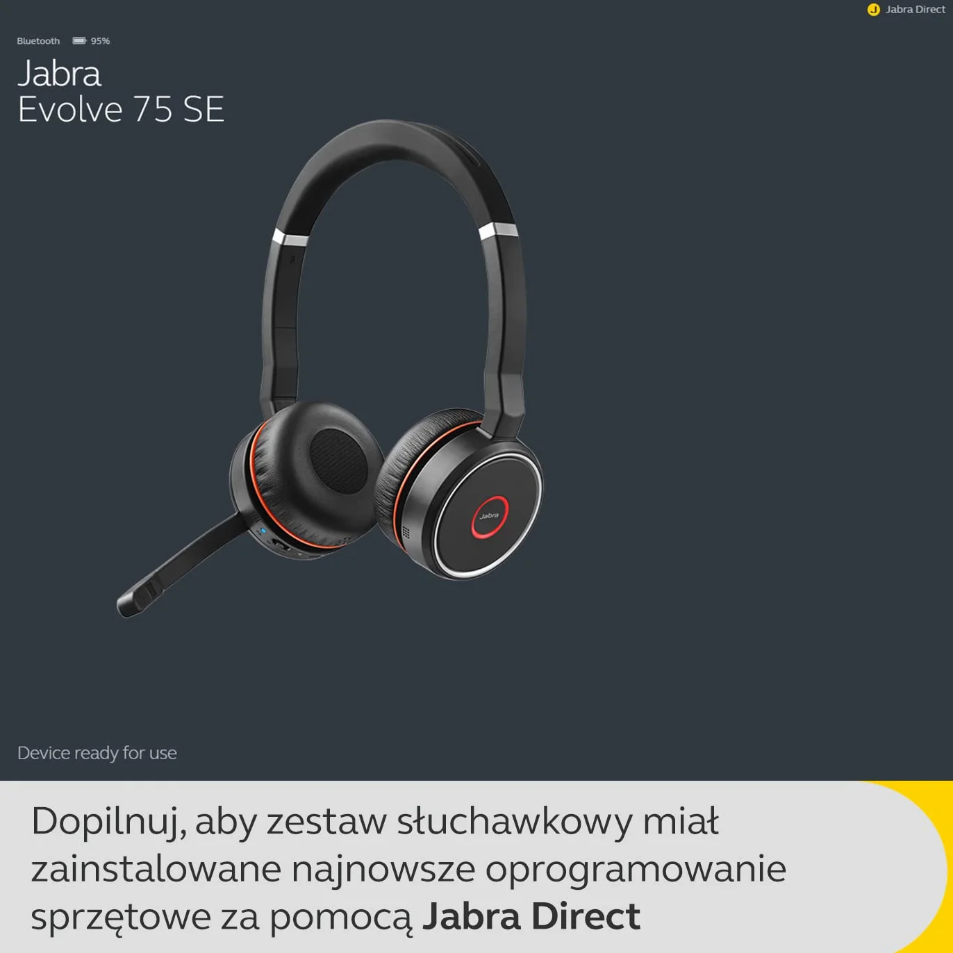 Jabra Evolve 75 SE bezprzewodowy zestaw słuchawkowy Bluetooth stereo, aktywna redukcja szumów, czarny