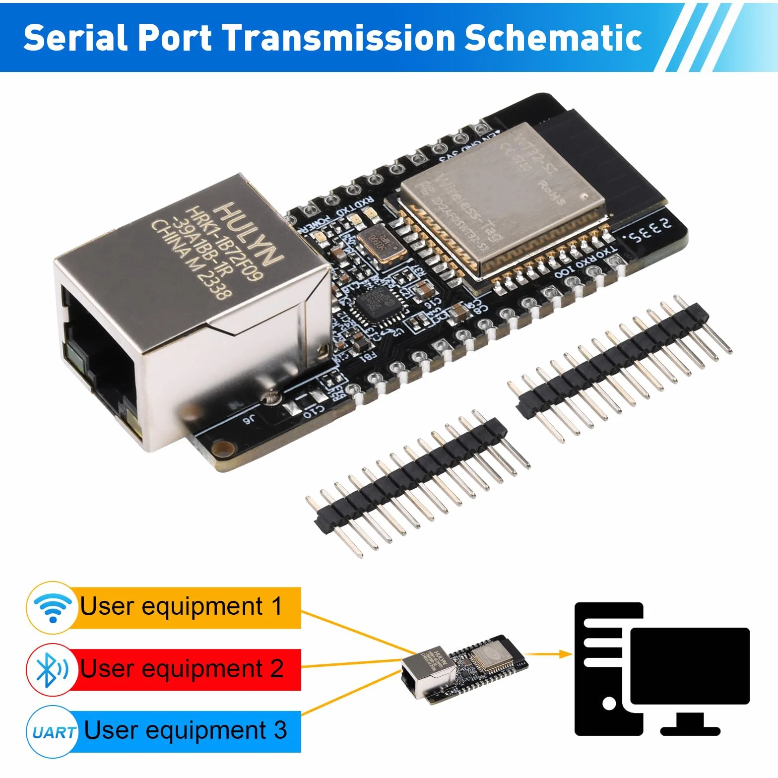 ESP32 WT32-ETH01 wbudowany interfejs szeregowy moduł Ethernet WiFi Bluetooth