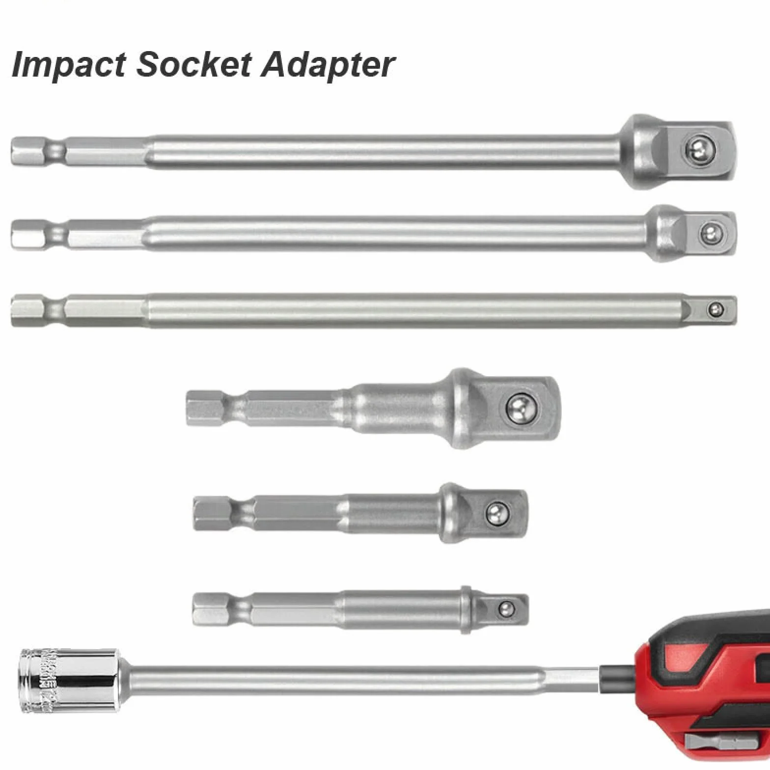 1/4-calowy adapter nasadki sześciokątnej do wiertarki udarowej na klucz kwadratowy, konwerter bitów, zestaw przedłużaczy do łączenia (adapter nasadki 150 mm)