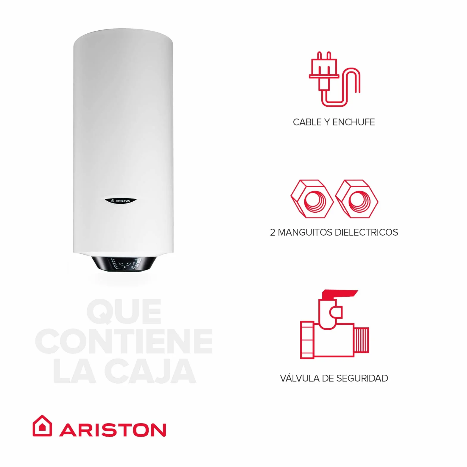 Ariston Pro1 Eco Slim - 30 litrów, niski pobór mocy, pionowy elektryczny podgrzewacz wody z funkcją ECO 37,3 x 35,3 x 63,1 cm - wyprodukowany do instalacji w Hiszpanii