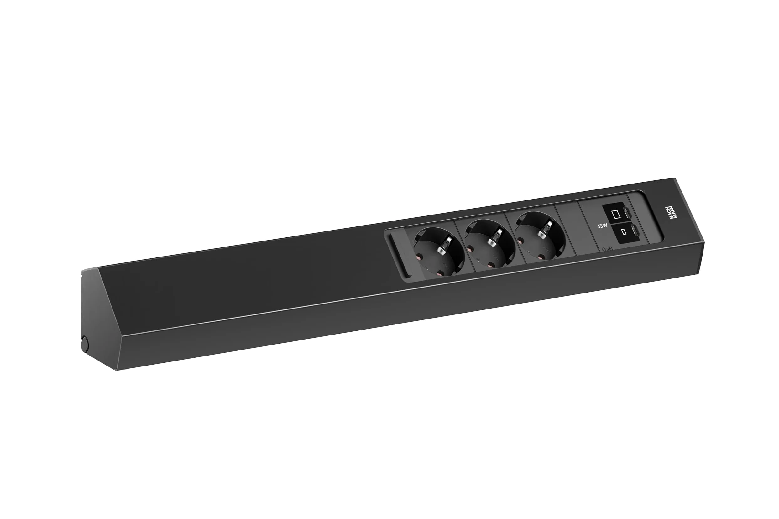 BACHMANN Listwa zasilająca Casia listwa zasilająca z wieloma gniazdami ściennymi (czarna, potrójna + USB C/C 45 W)