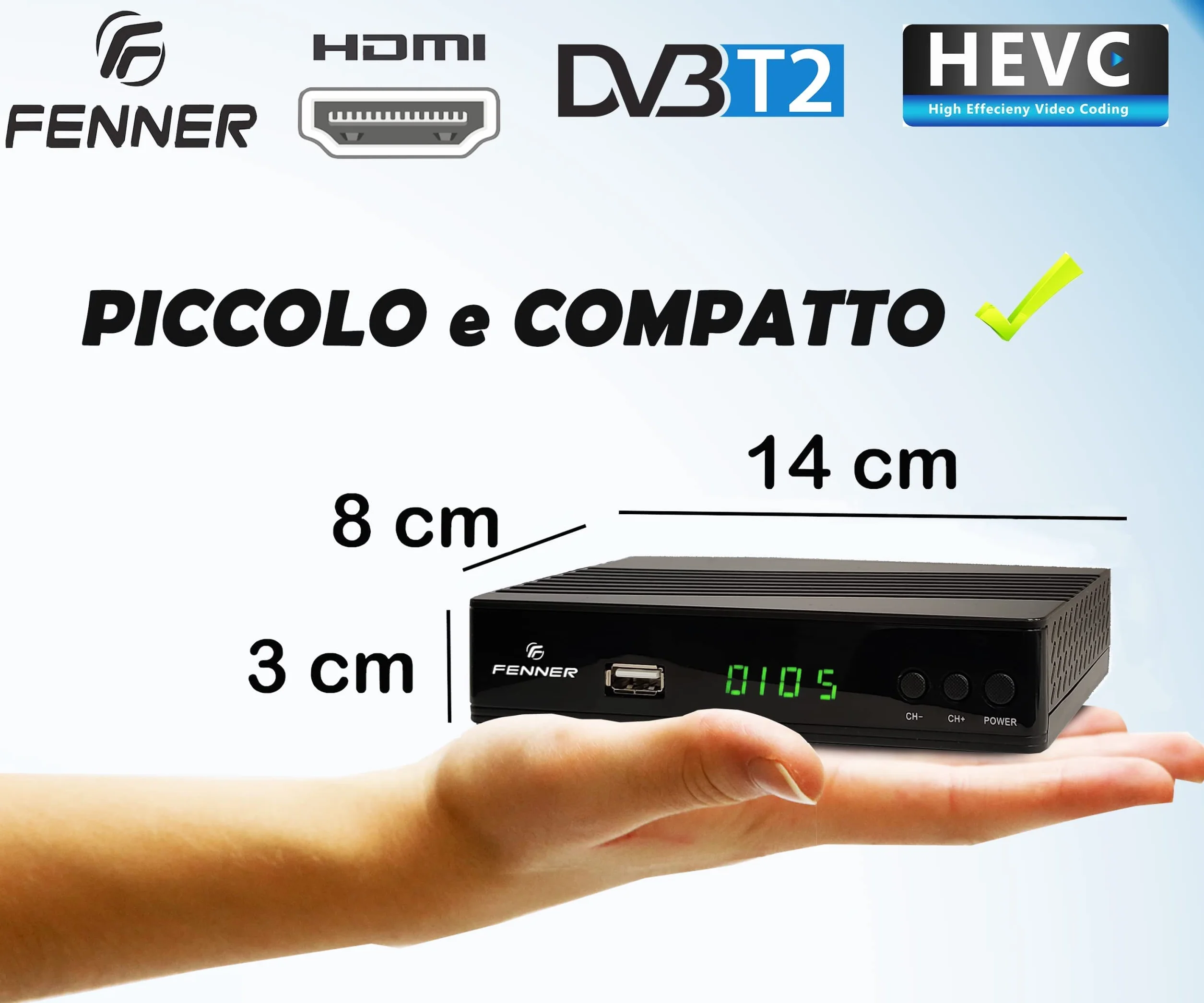 Fenner Tech Decoder FN-GX2 HD DVB-T2/HEVC USB 2.0