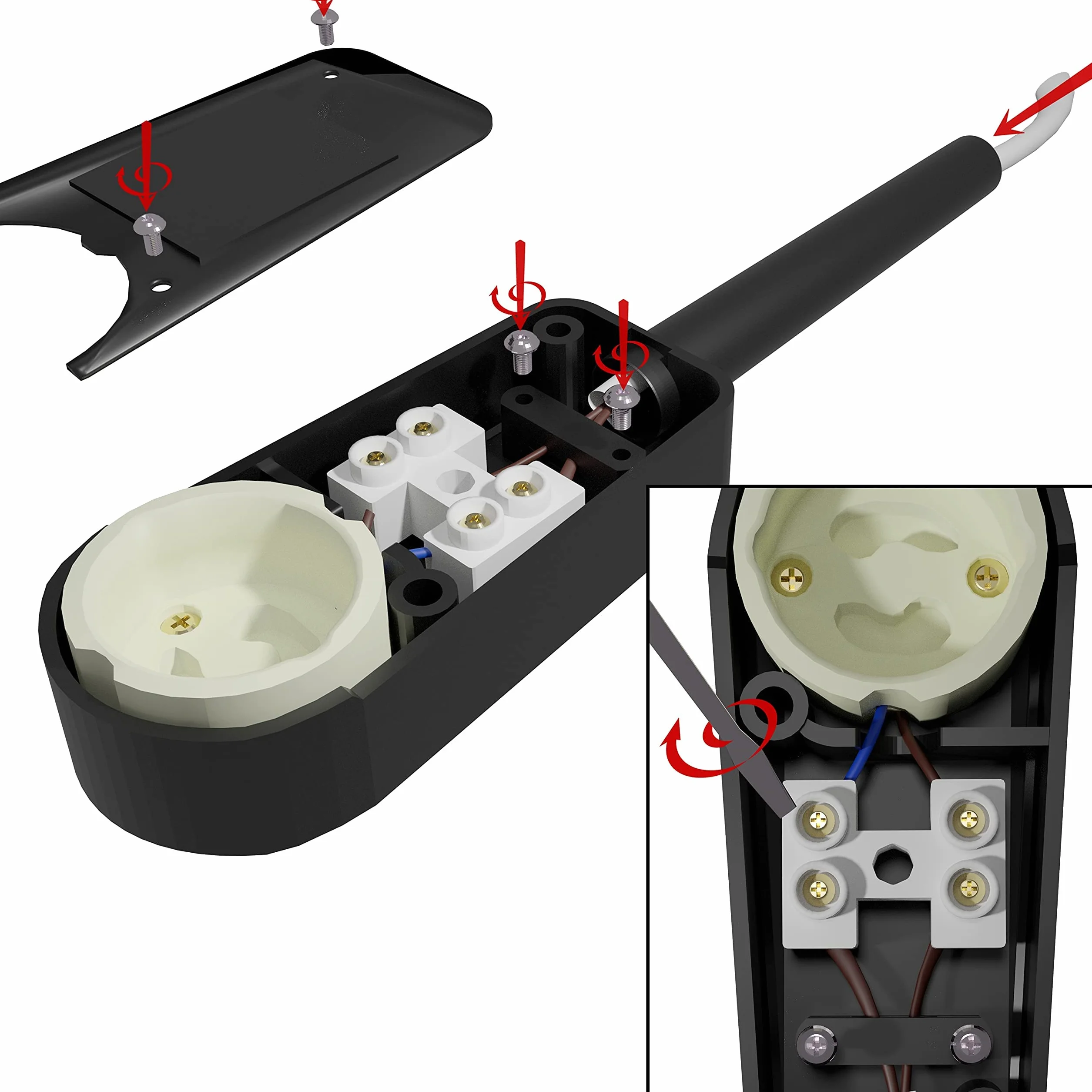 ISOLATECH 2szt GU10 gniazdo z puszką przyłączeniową żarówki energooszczędne LED (max.250V/2A) żarówki do montażu w domu sufit podwieszany wspornik kuchnia łazienka gniazdo akcesoria