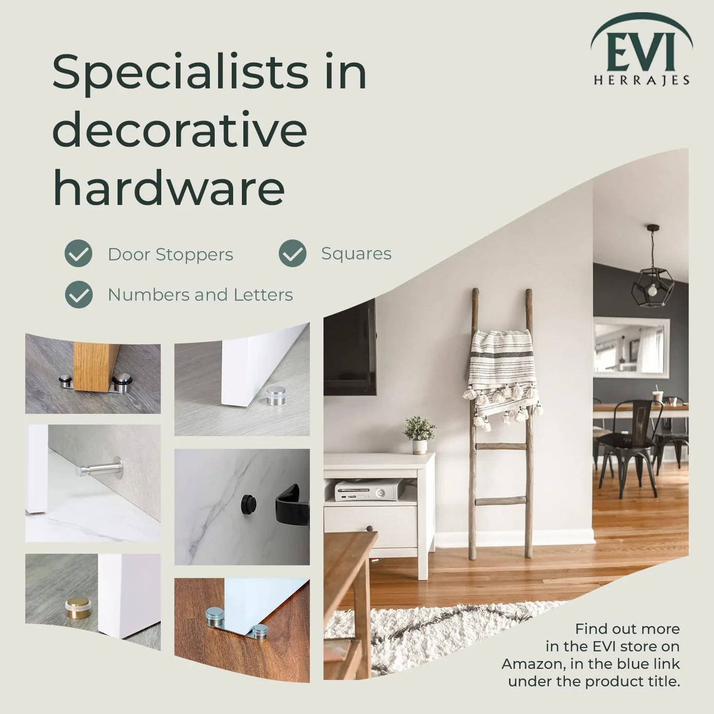 EVI Hardware I-203 / 35x12-BLMT drzwiowy klej, wykończenie, matowy mosiądz kauczuk Biały, 35O x 14mm