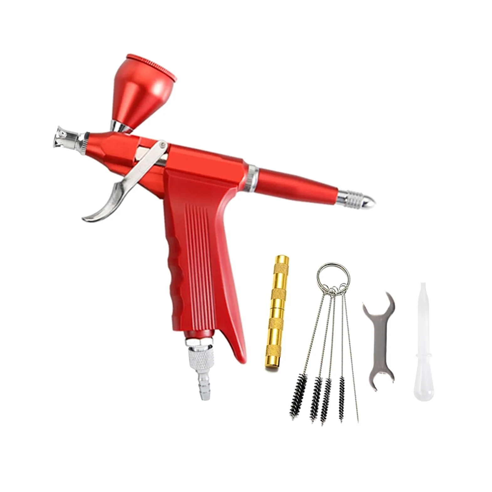 Pistolet lakierniczy， Pistolet natryskowy Dual Action Easy Clean 20 40CC 0,3MM Trigger Simple Spary Pen(B Red)