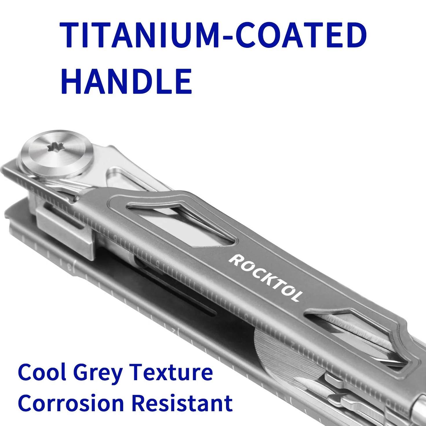 ROCKTOL ST02 kieszonkowy multitool, ostrze ze stali VG-10,12 w 1, tytanowy uchwyt, klips kieszonkowy, duże nożyczki, narzędzie wielofunkcyjne na kemping, wędrówki, survival, gadżet EDC dla mężczyzn