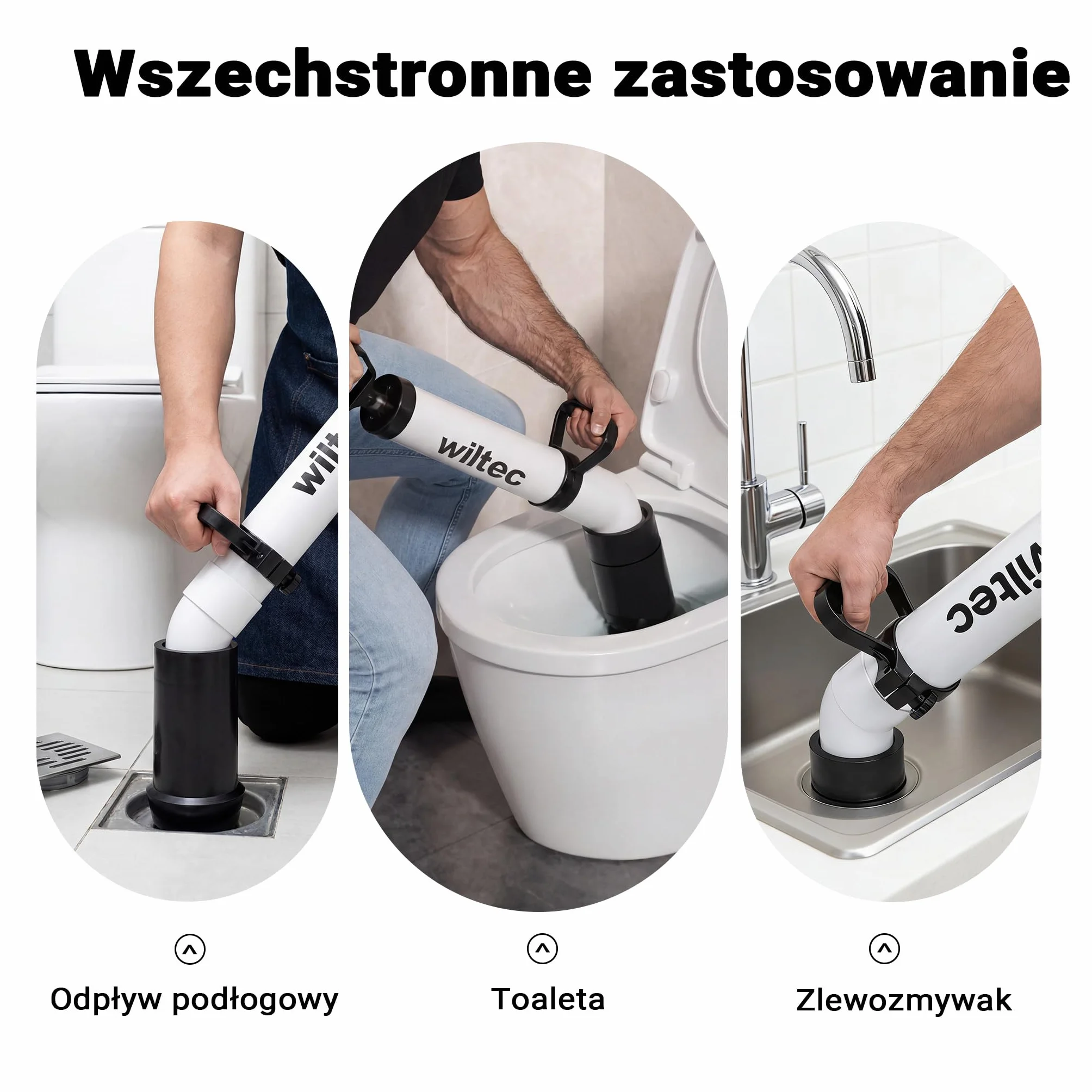 Wiltec Wysokociśnieniowa pompa do czyszczenia rur szybkie usuwania zatkań oczyszczacz odpływów WC