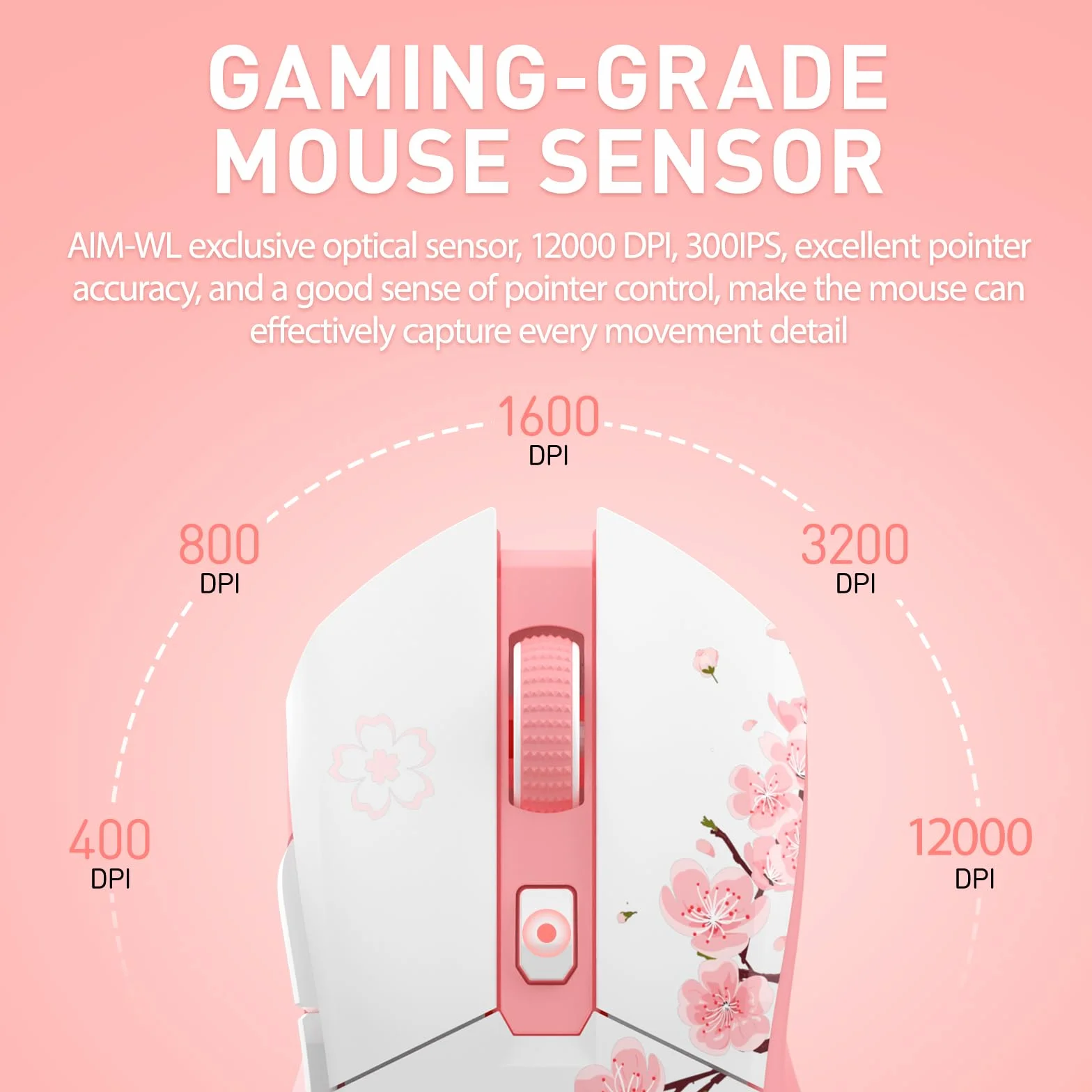 DAREU Bezprzewodowa mysz do gier RGB 12 tys. DPI 300IPS 1000 Hz magnetyczna stacja dokująca