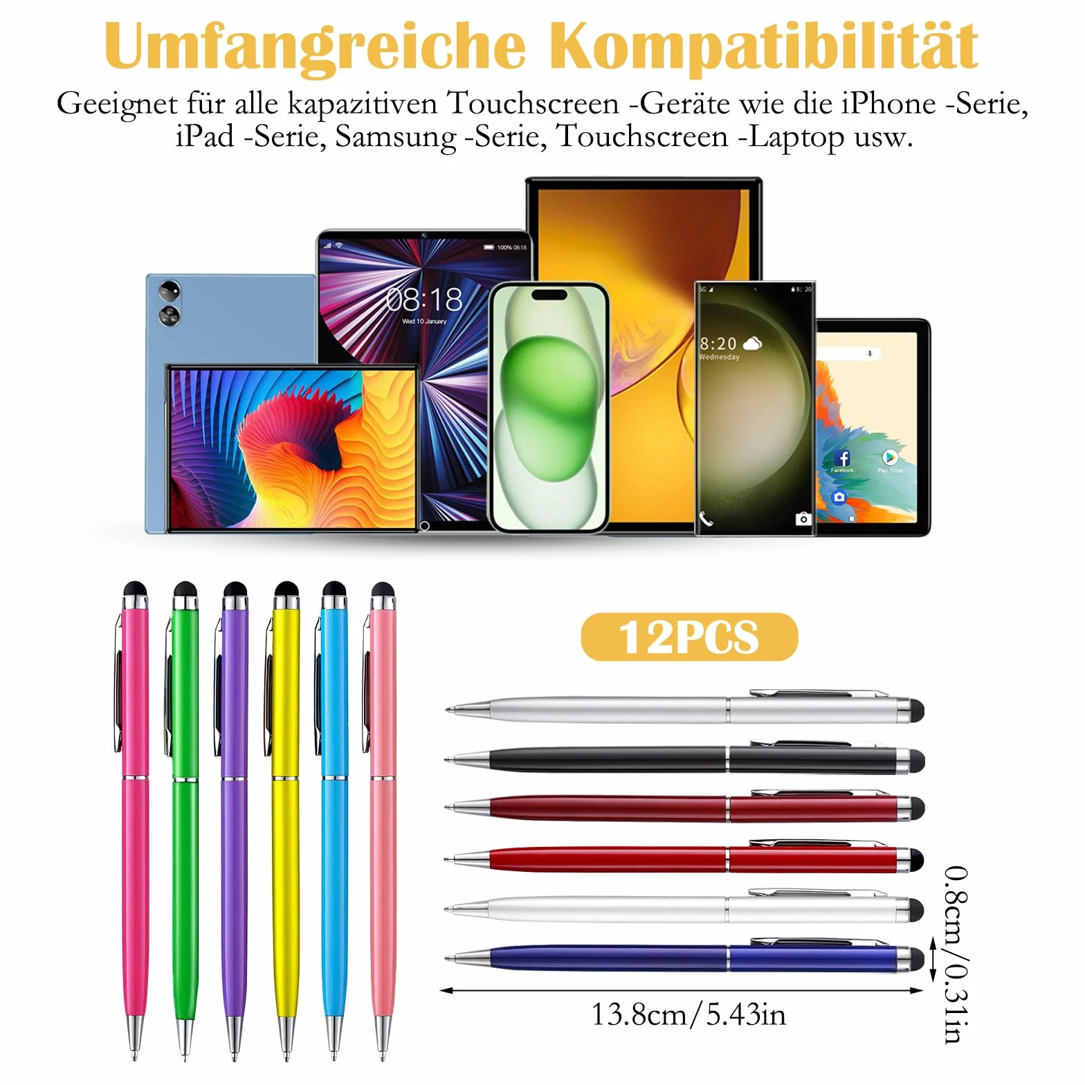 Pióro do tabletu dla każdego, pojemnościowy ekran dotykowy do iPada, iPhone'a, Kindle, telefonu komórkowego, Samsung Galaxy