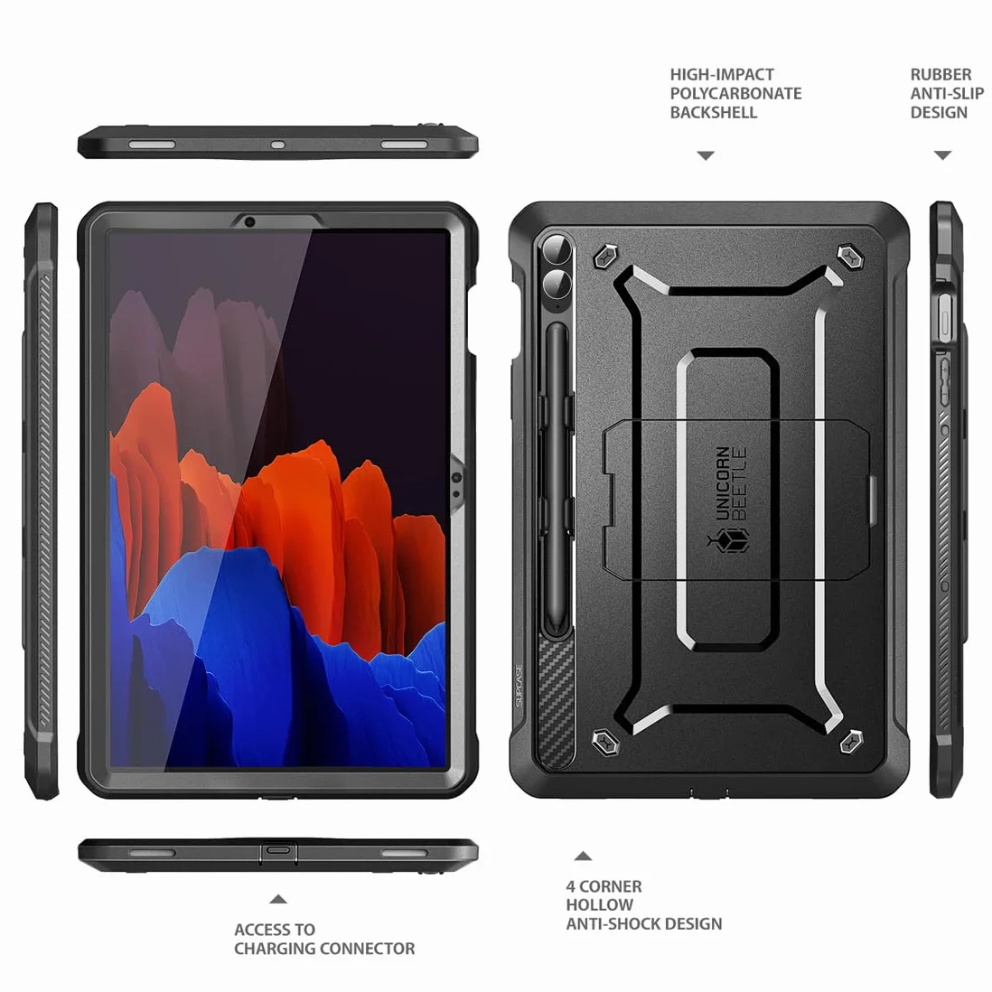 SUPCASE Etui Samsung Galaxy Tab S9 FE Plus 12,4 cala Unicorn Beetle Pro Pełna solidna ochrona czarny