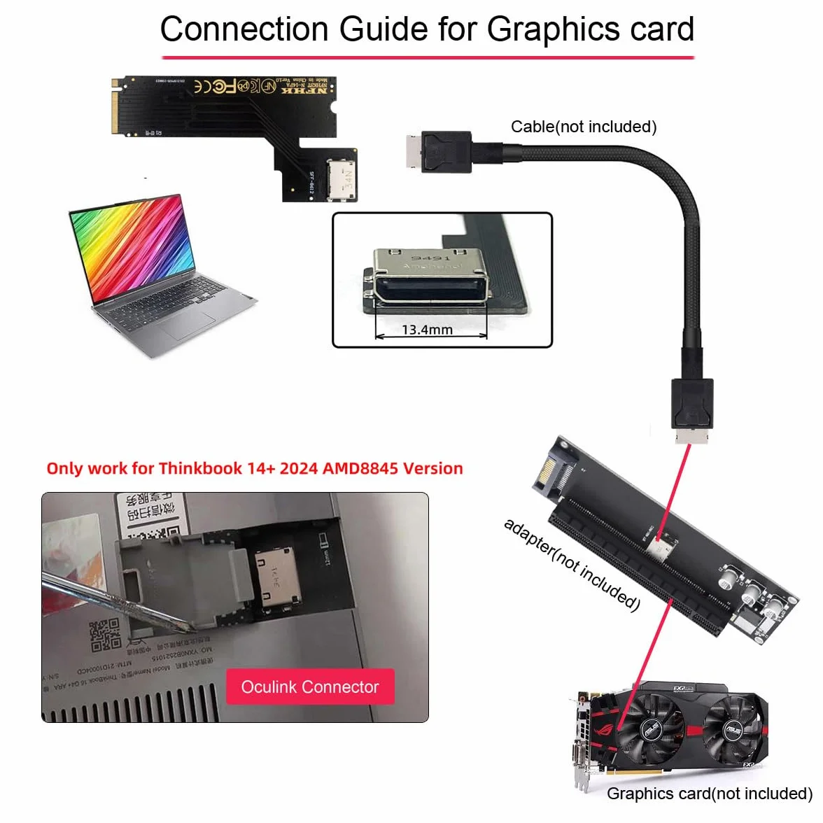 Karta PCI-E 4.0 M.2 M-Key do Oculink SFF-8612 SFF-8611 adapter hosta ThinkBook 14+ AMD8845 zewnętrzna karta graficzna SSD