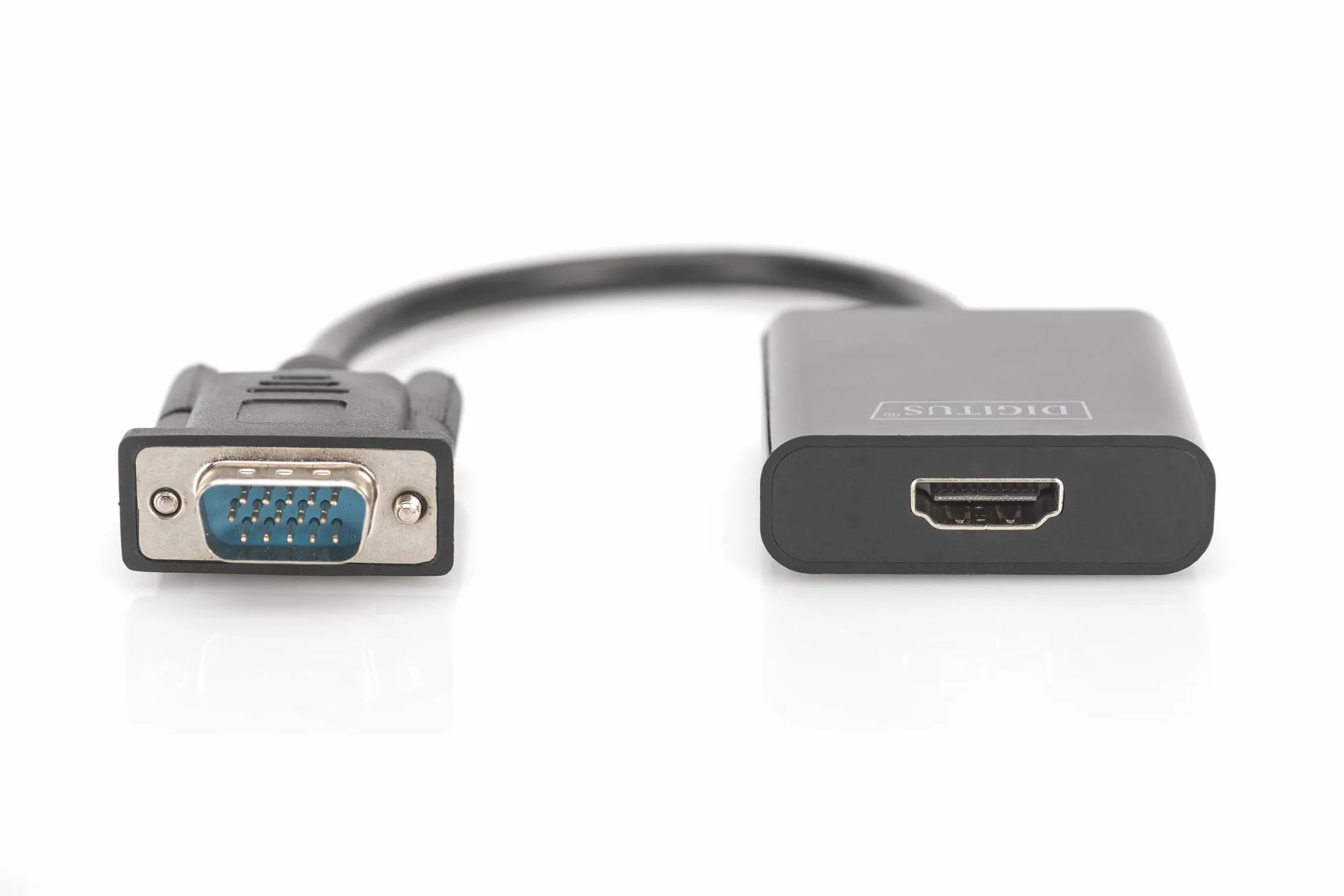 DIGITUS Adapter graficzny VGA, VGA + 3,5 mm jack na HDMI, Full HD 60 Hz, 1920 x 1080 pikseli, czarny