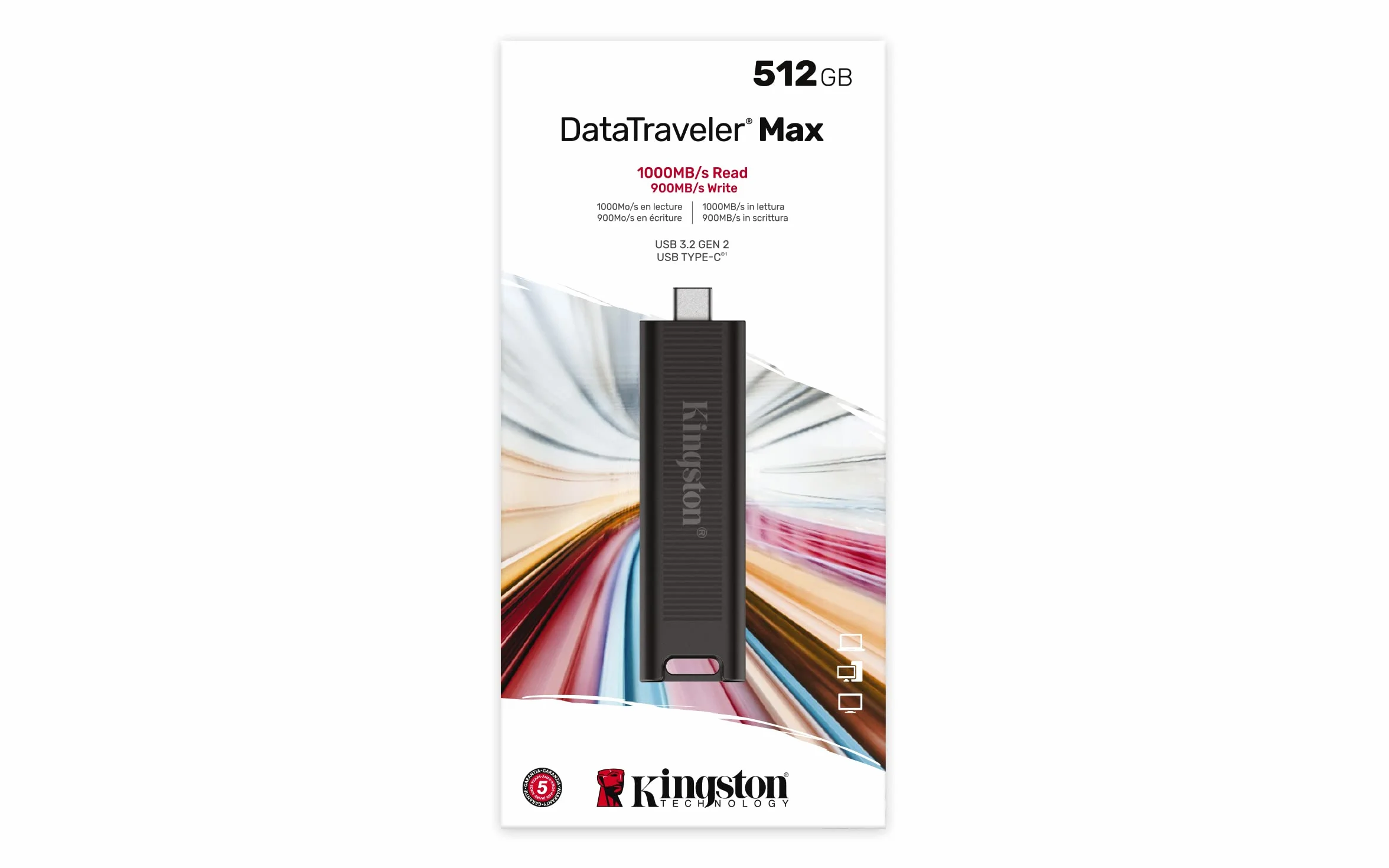 Kingston DataTraveler Max 512 GB USB 3.2 Gen 2 pamięć flash typ C 1000 MB/s odczyt 900 MB/s zapis