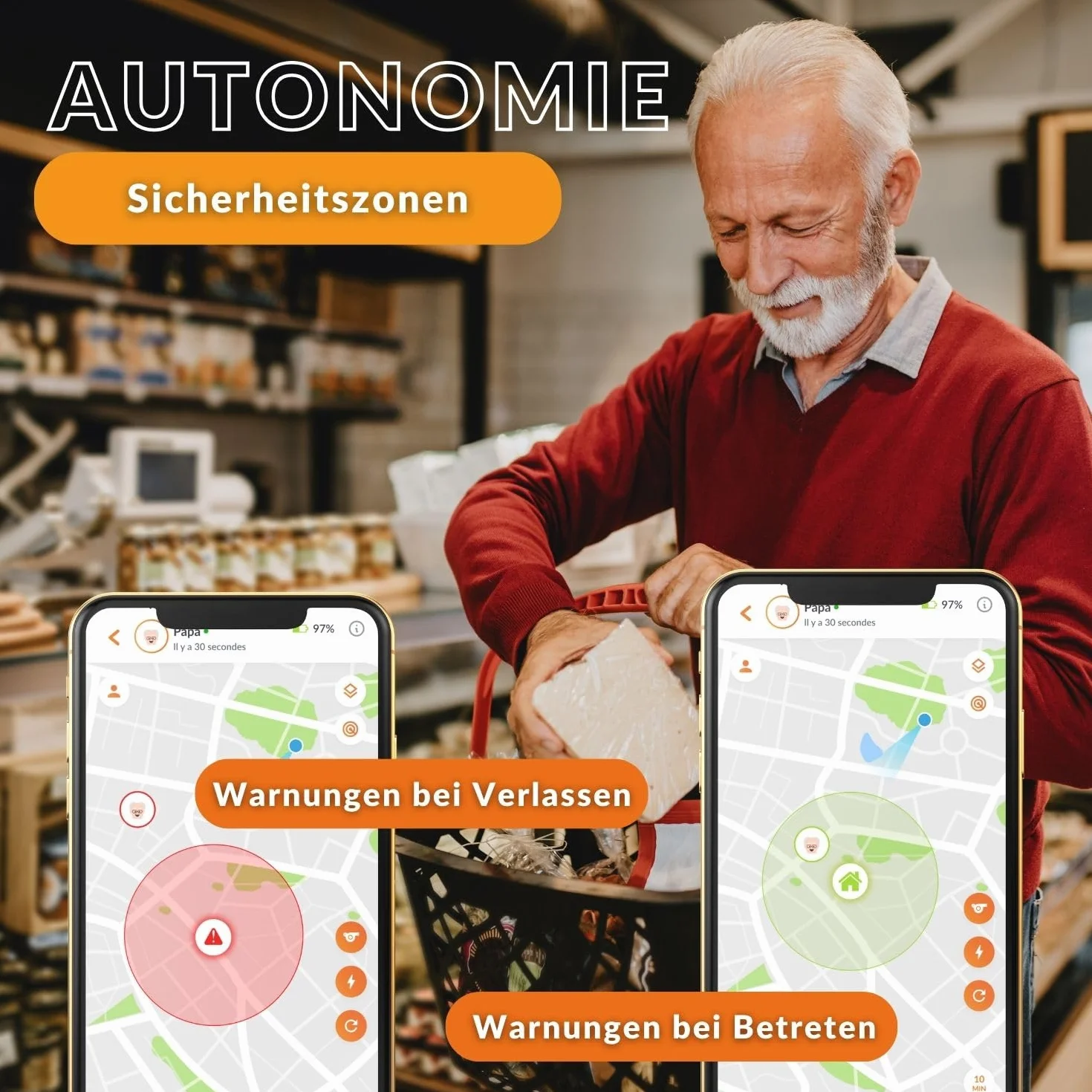 Weenect Przycisk awaryjny GPS dla seniorów 7 dni pracy baterii SOS telefon alarmowy