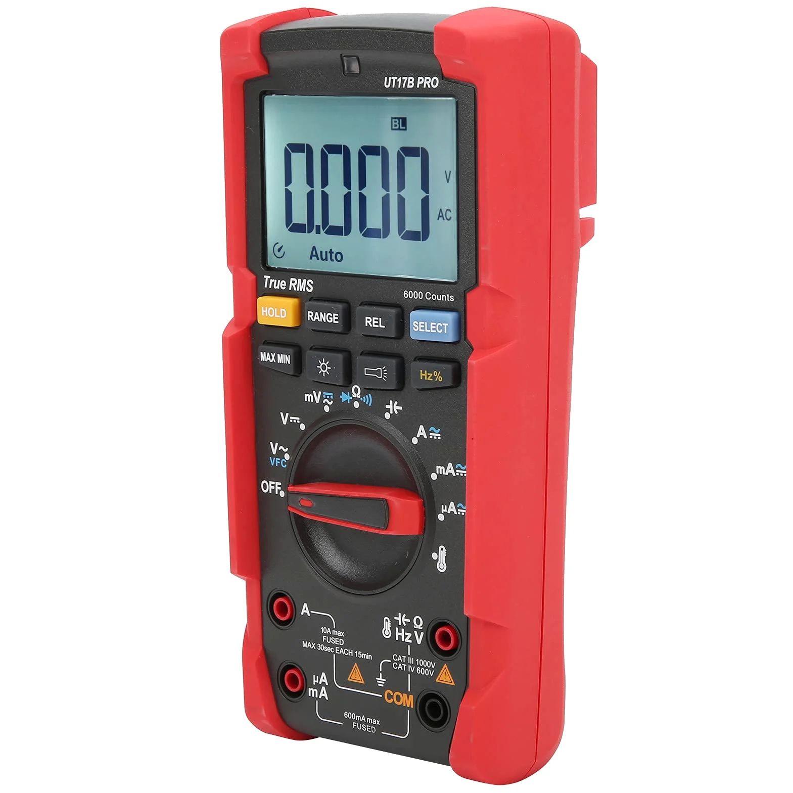 lyrlody Multimetr, Przenośny Tester Multimetru True RMS z obudową ABS 6000 zliczeń 1000 V 10 A Temperatura do 932 F LED Light VFC dla Elektryków Naprawa Domu