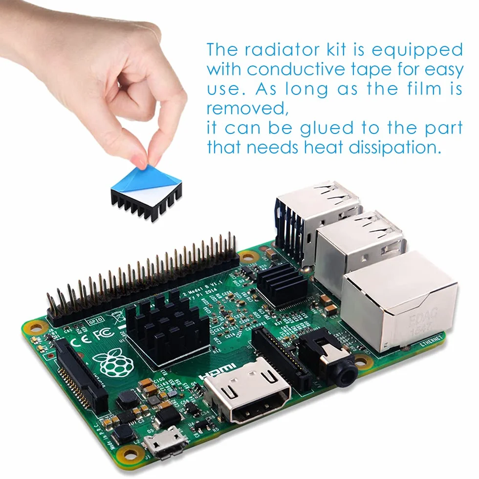GeeekPi 102 sztuk (12 różnych rozmiarów) Zestaw radiatora z taśmą przewodzącą, chłodnicą radiatora aluminiowego i radiatorem miedzianym do Raspberry Pi A B + 2/3/4