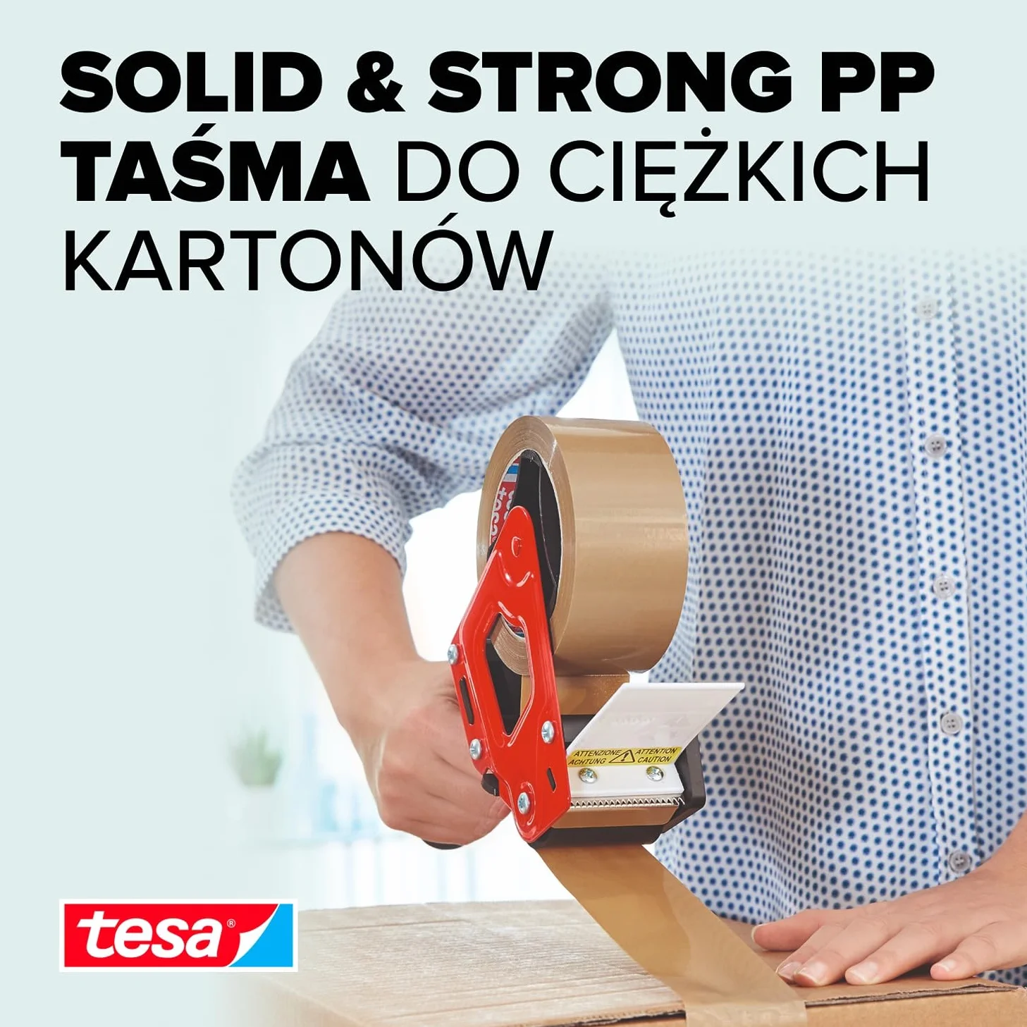 tesapack Solid & Strong Taśma do Pakowania, Samoprzylepna Taśma Pakowa, Ciche Rozwijanie, Dobra Przyczepność, bez Rozpuszczalników, 66 m x 50 mm, Brązowa lub Przezroczysta