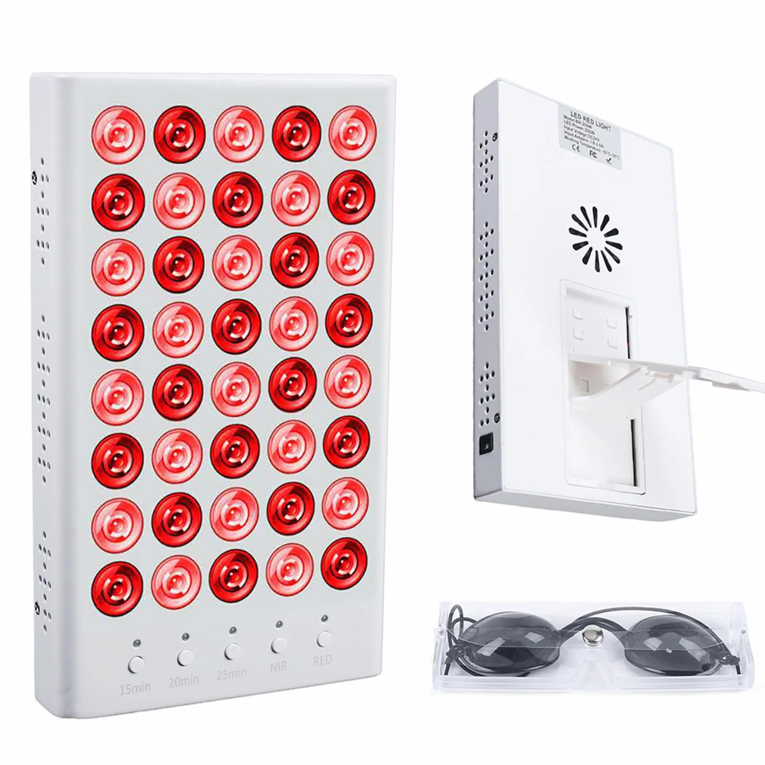 Panel lampy z czerwonym światłem, 200 W, do kliniki Anti-Aging 40 LED, lampa na podczerwień z uchwytem i podwójnym trybem do twarzy, szyi, ciała, mięśni, pleców
