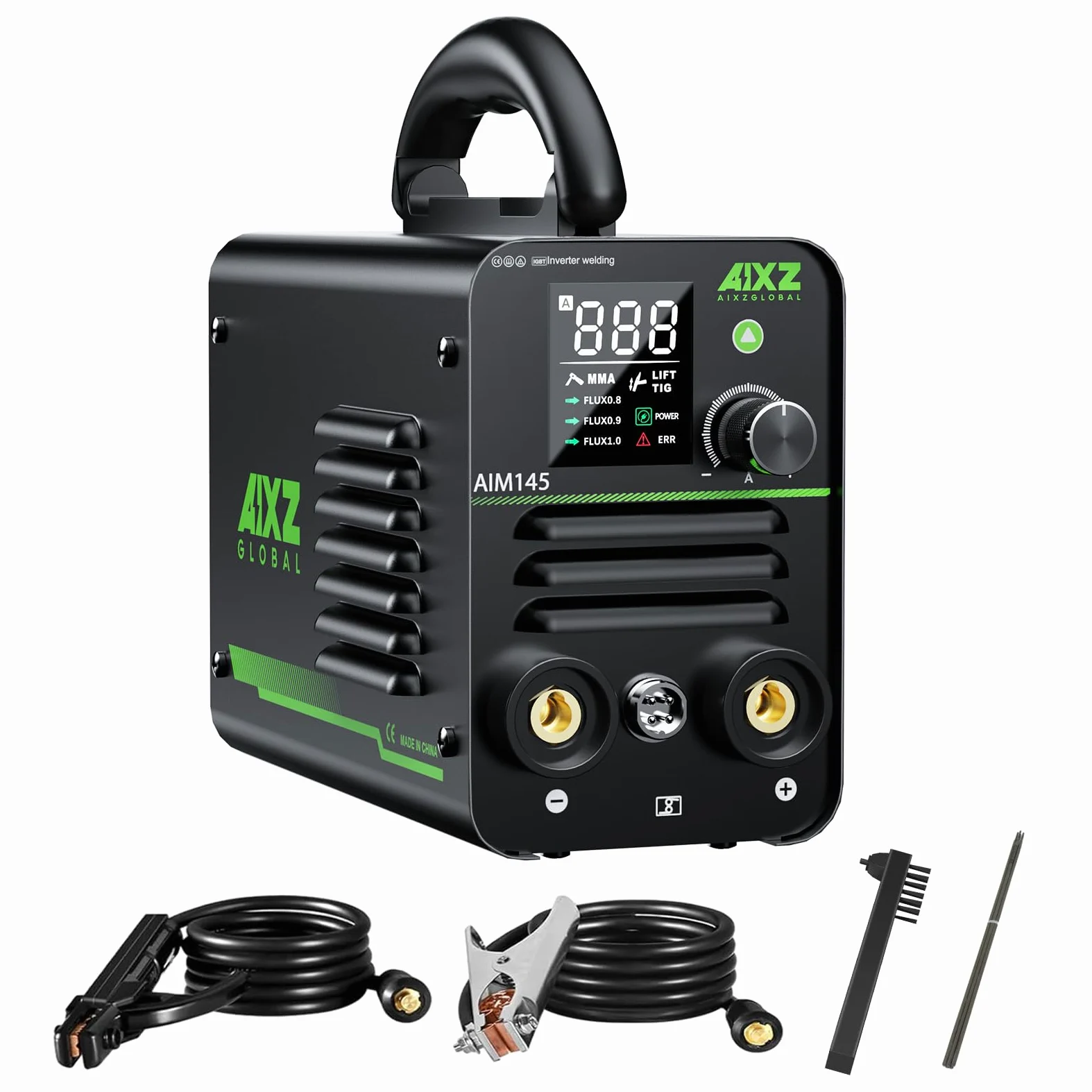 Spawarka łukowa 145A - 3 w 1 mini spawarka inwertorowa MMA/lift TIG/MIG z wyświetlaczem LCD, antyadhezyjna, 230V