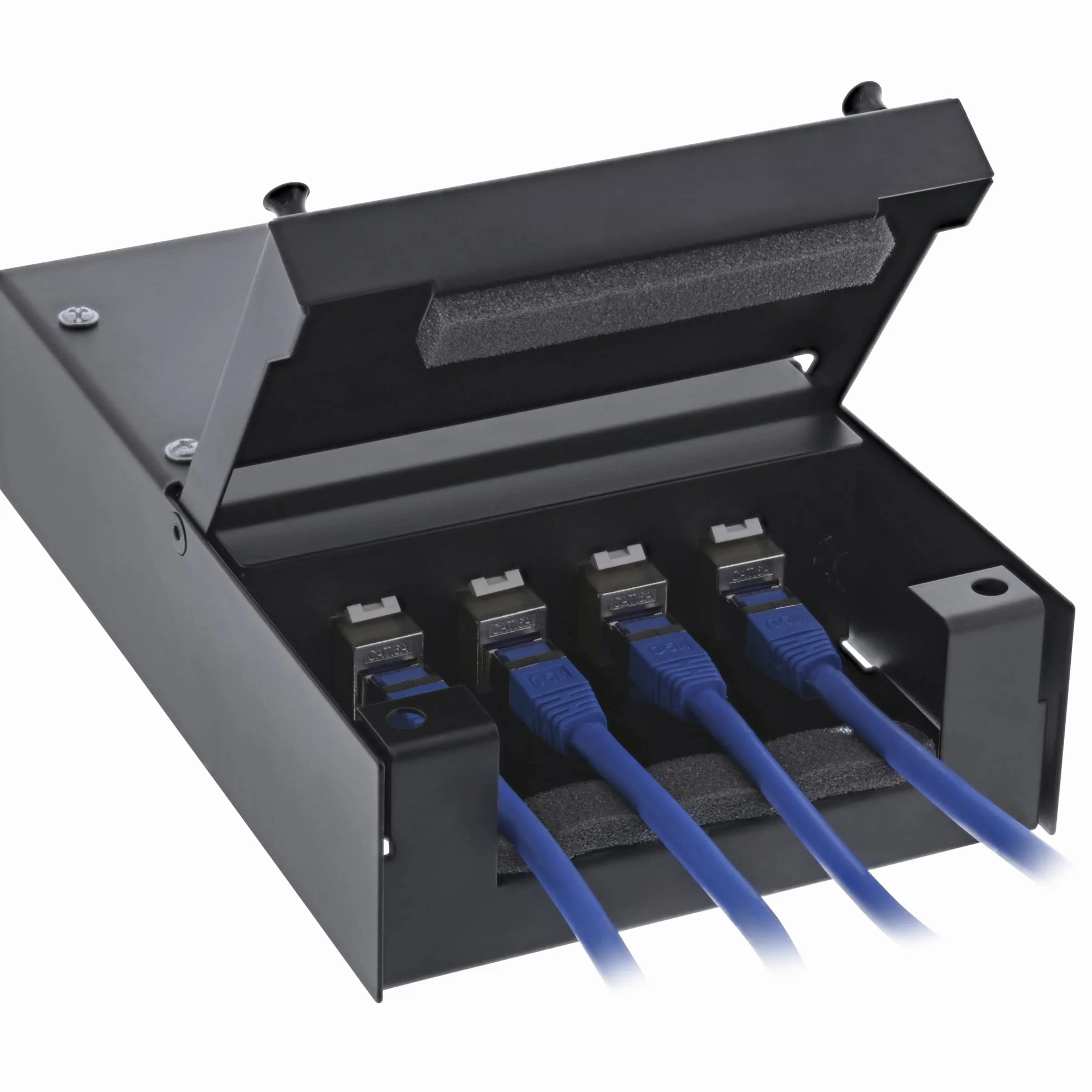 InLine 76202X gniazdo wtykowe natynkowe do 4 x gniazda Keystone RJ45, metalowe, czarne