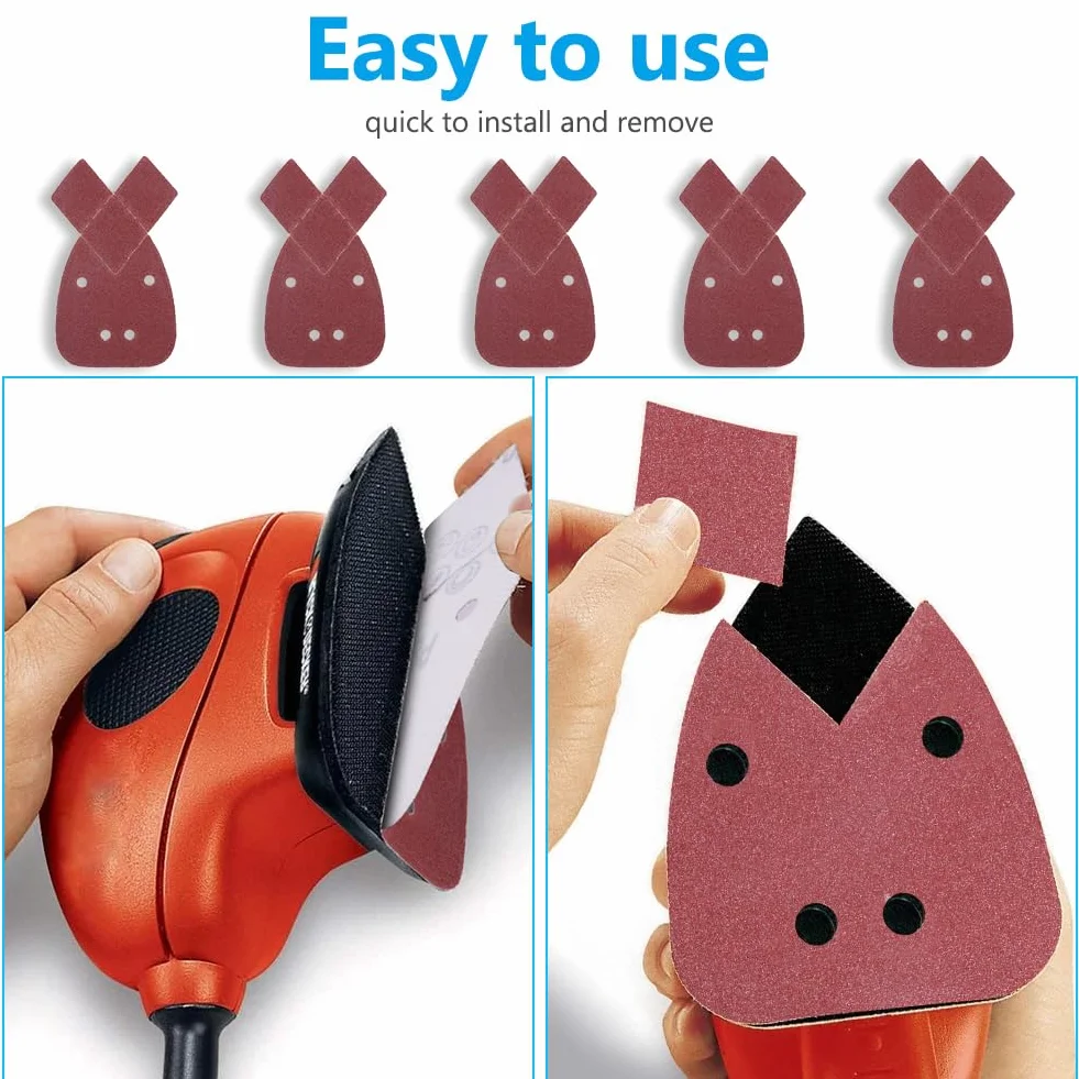 URAQT 22 szt. Black and Decker podkładki szlifierskie do myszy, podkładki szlifierskie do myszy z 2 dodatkowymi wymiennymi głowicami, ziarnistość 80, pasują do szlifierki palmowej Black and Decker