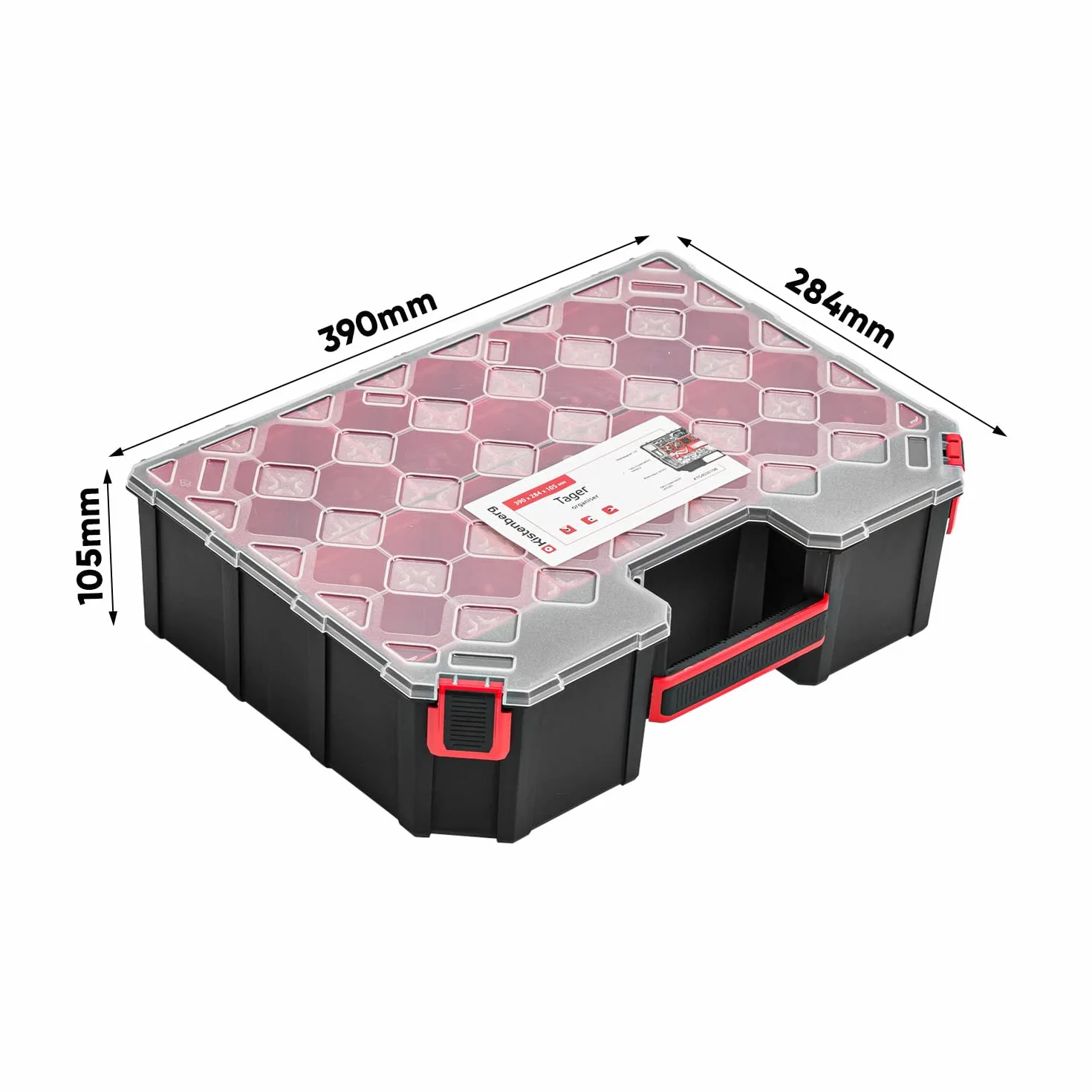 6 x modułowa skrzynka asortymentowa, magazynek na małe części – 284 x 390 x 60 mm – skrzynka do sortowania z przezroczystą pokrywką, walizka do sortowania, pudełko na narzędzia, walizka asortymentowa